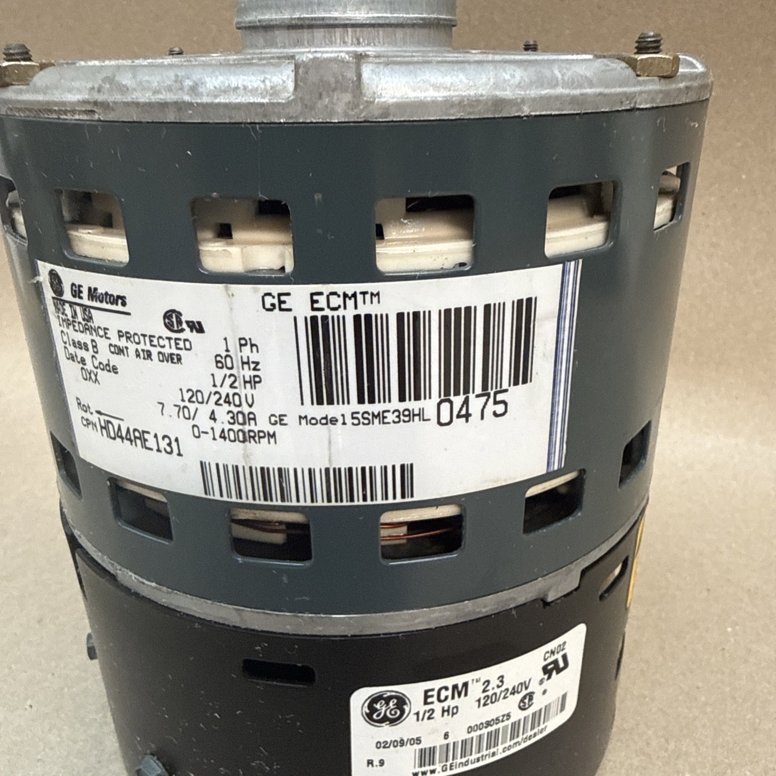 GE Motors 5SME39HL0475 ECM 2.3 Blower Motor 1/2HP 120/240V 1400RPM HD44AE131
