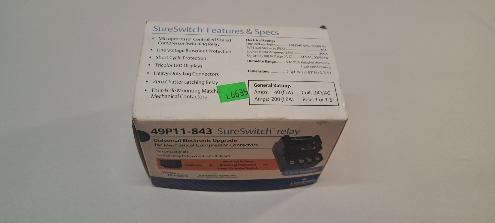 Emerson White Rodgers / 49P11-843 / Contactor SureSwitch Upgrade
