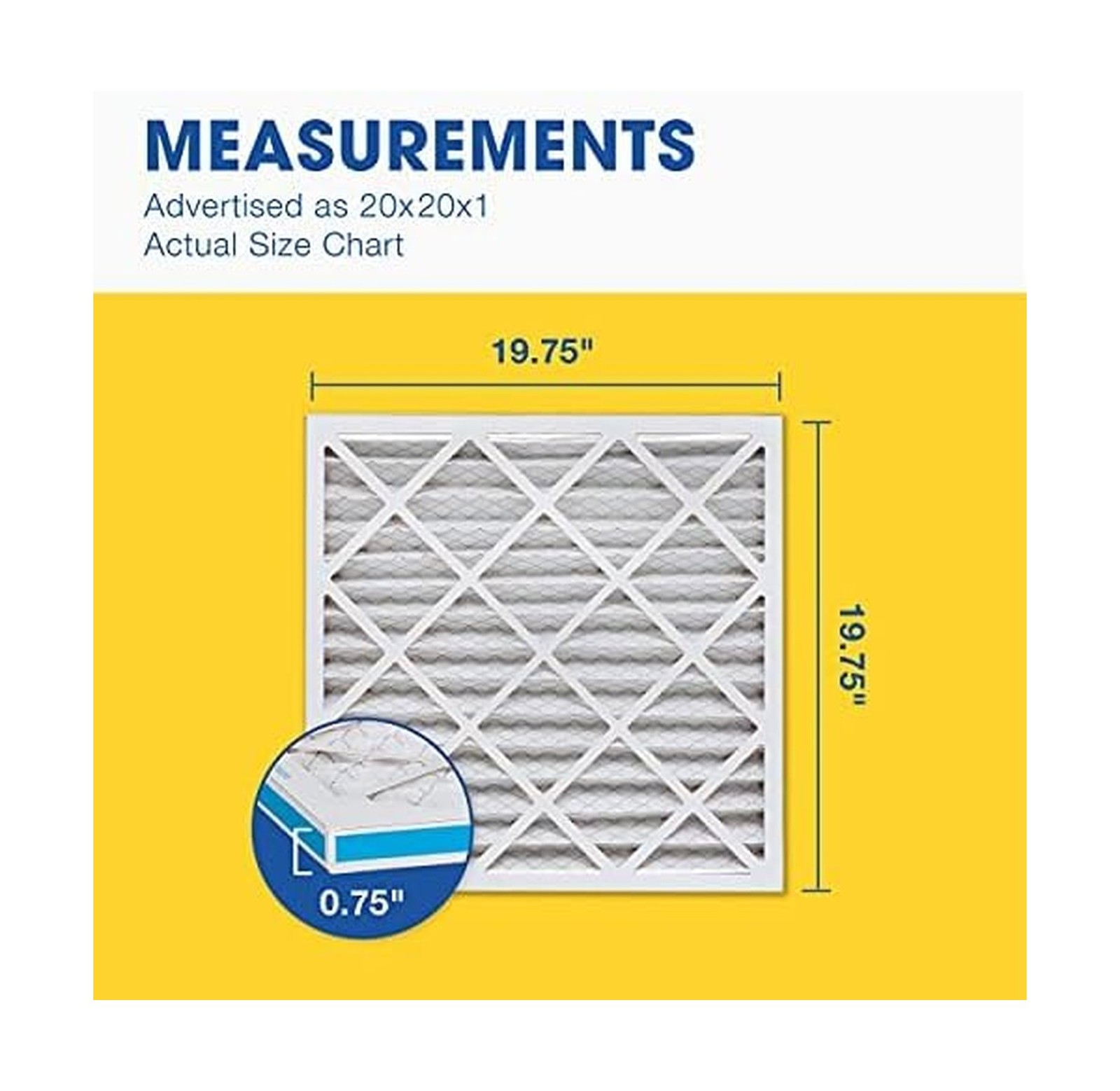 Aerostar 20x20x1 MERV 8 Air Filter, 6 Count, ACTUAL SIZE (19.75 x 19.75 x 0.7…