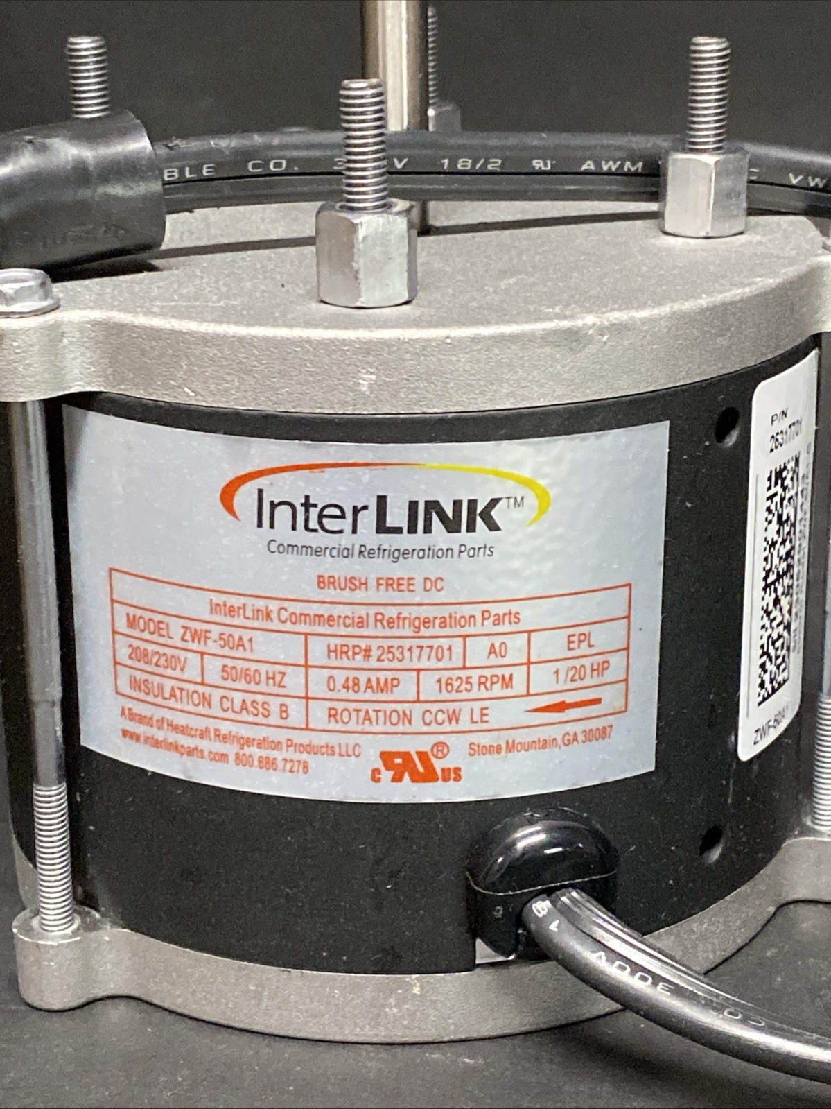 Heatcraft / Bohn /Interlink OEM 25317701 MOTOR FAN 1/15 HP 208/230V Z8