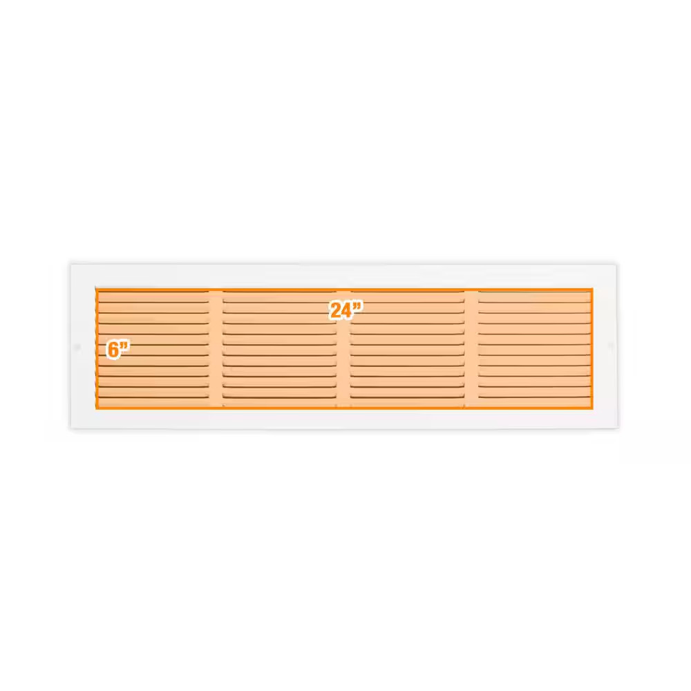 24 In. X 6 In. Steel Return Air Grille in White