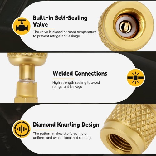 Refrigerant Adapter of Brass Soldered, 1/4″ SAE Female to 1/4″ SAE Male Reverse