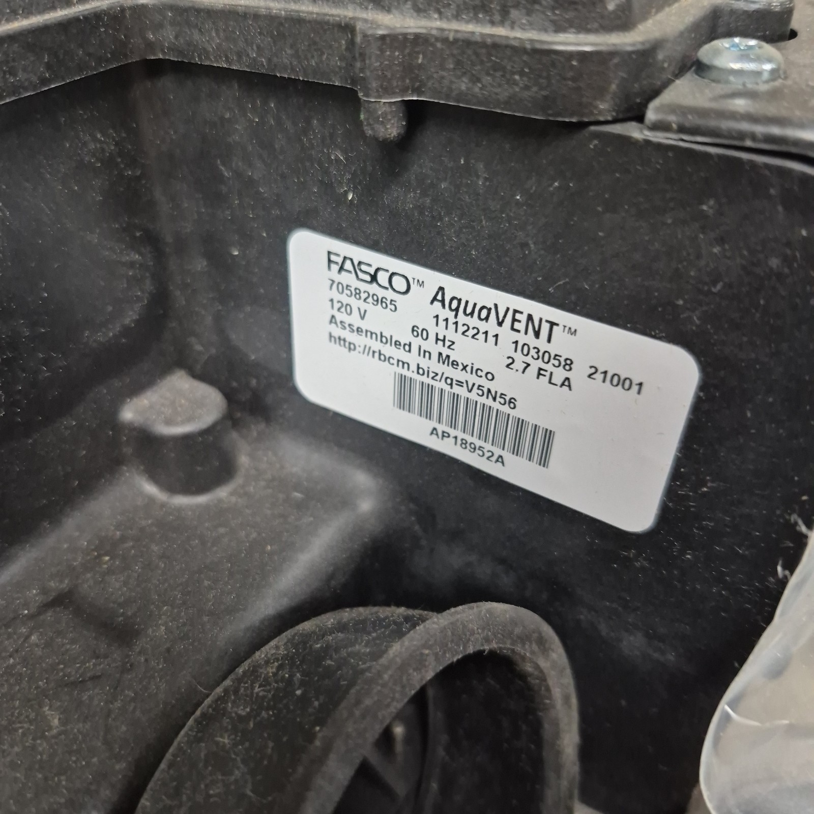 Fasco Aquavent Water Heater Draft Blower Motor AP18952A 120V 70582965