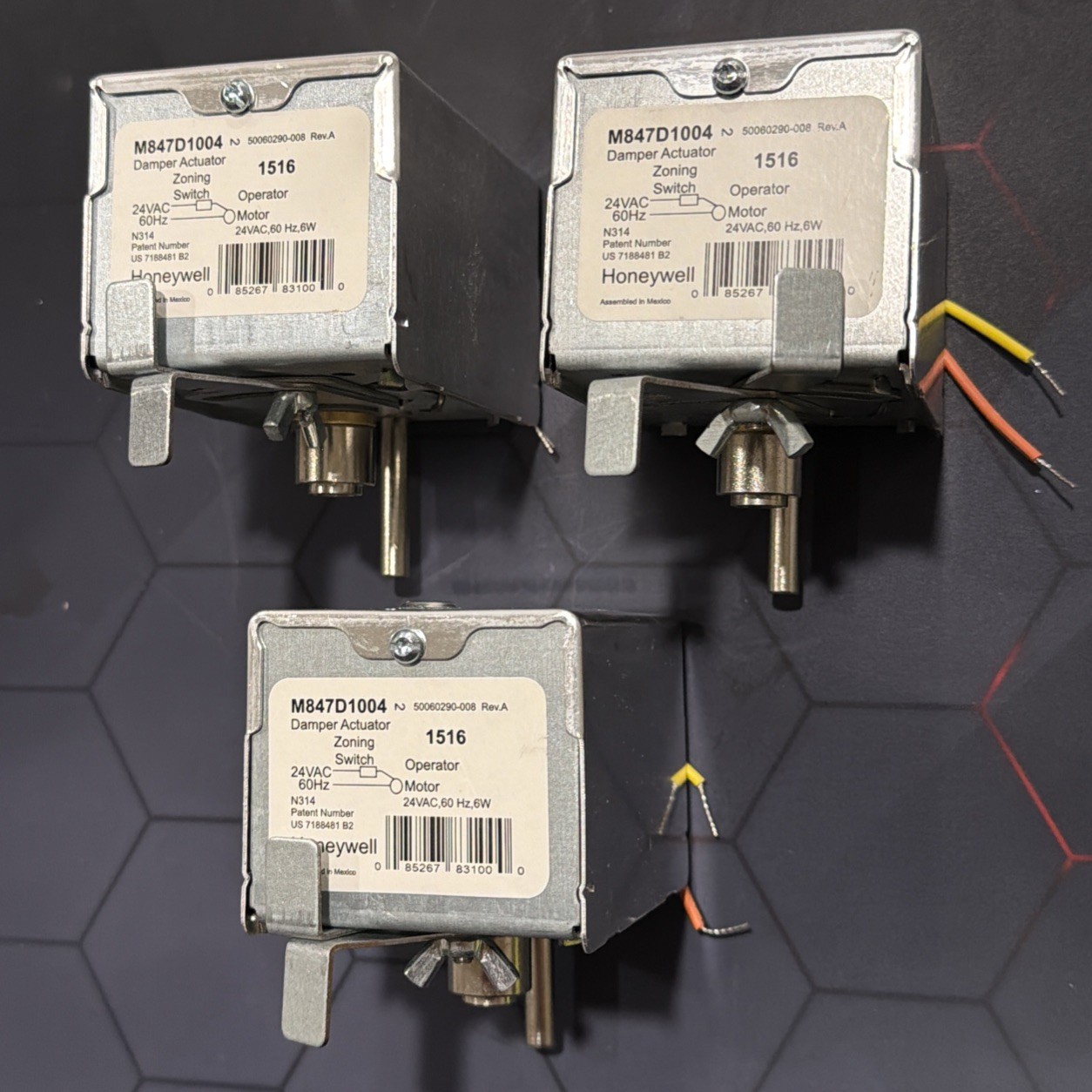 Lot of 3 Honeywell M847D1004 Damper Actuators 24VAC 6W HVAC Zone Motors OEM