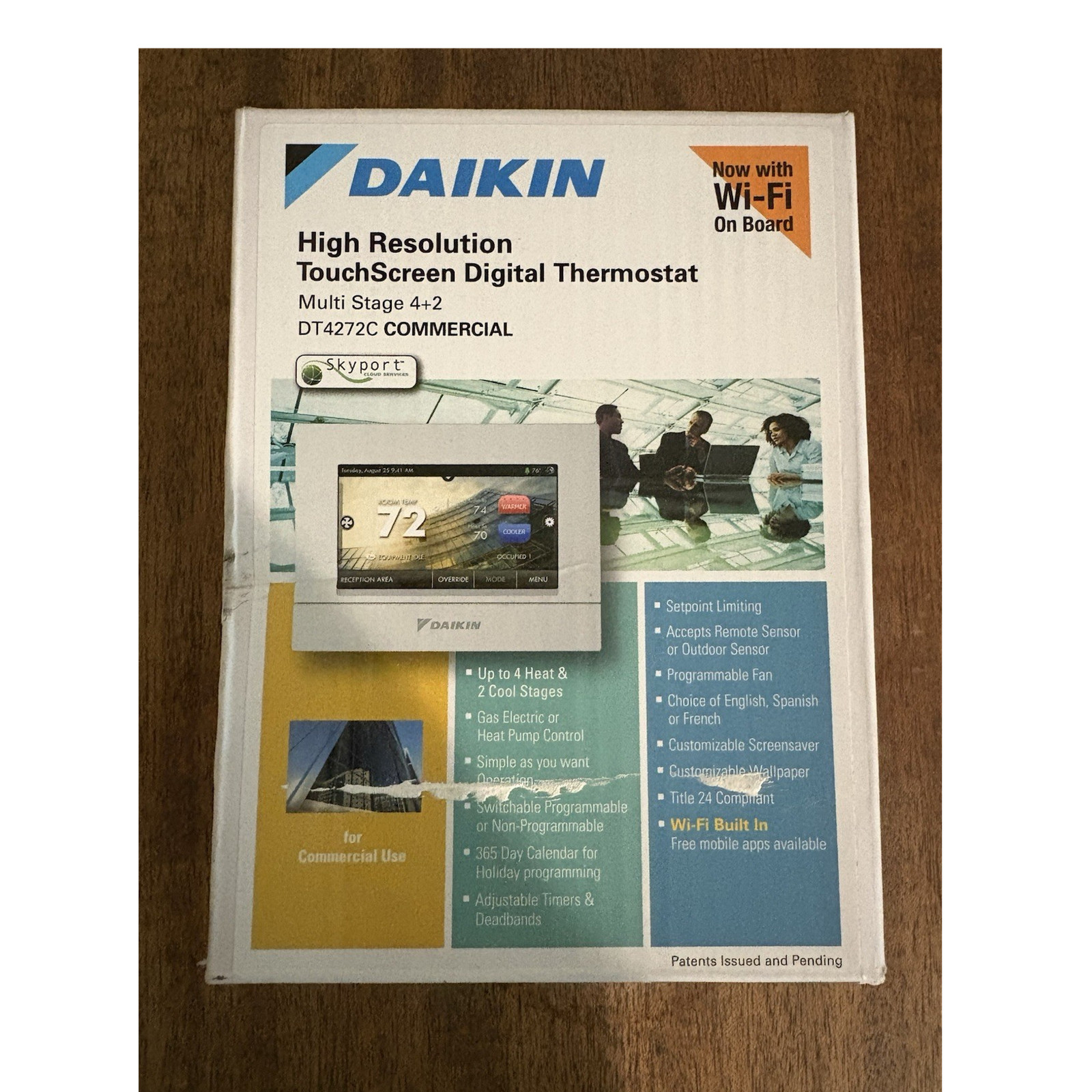 Daikin DT4272C Touchscreen Wi-Fi Digital Thermostat, 4-Heat 2-Cool Programmable