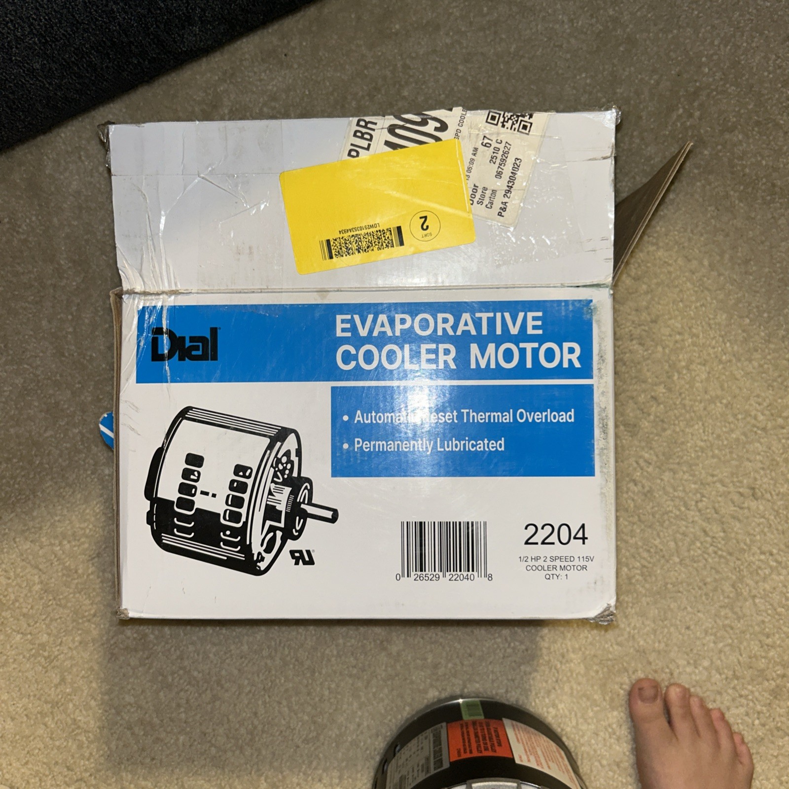 2-Speed 1/2 HP Evaporative Cooler Motor Open Box Ships In Box