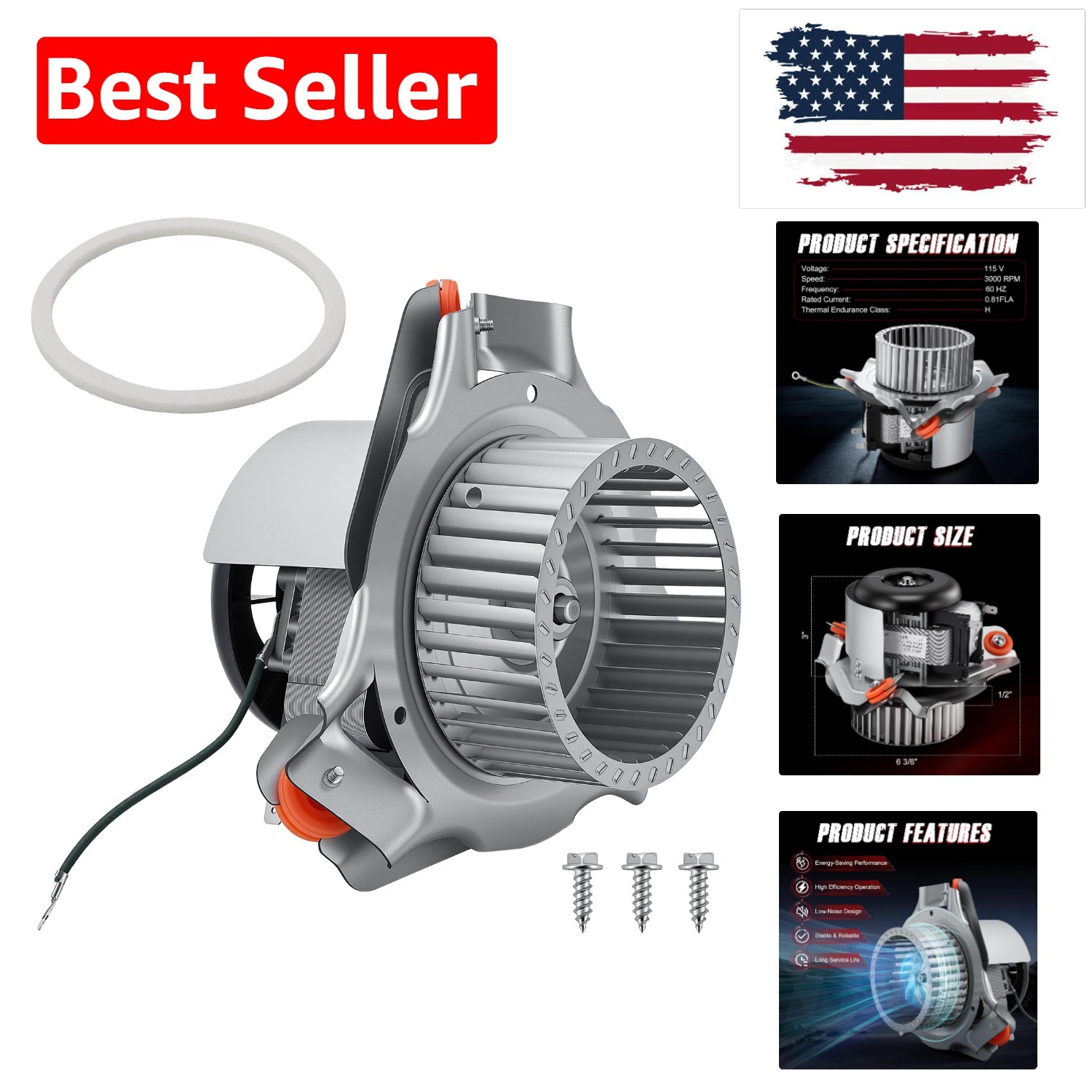 HC21ZE121A Furnace Draft Motor Compatible with Carrier, Bryant, Payne, J238-1…