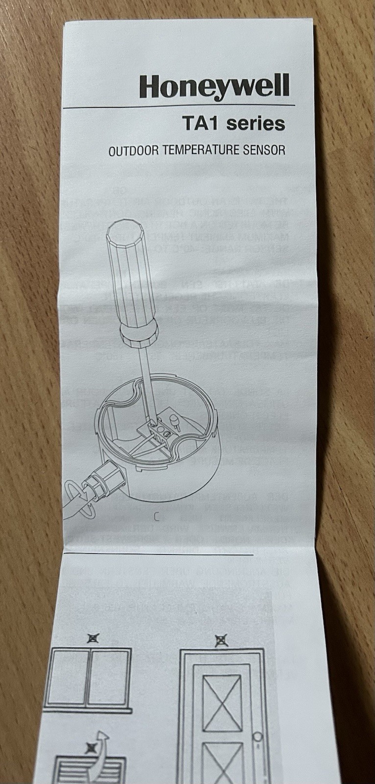 Honeywell TA1 Series Outdoor Temperature Sensor