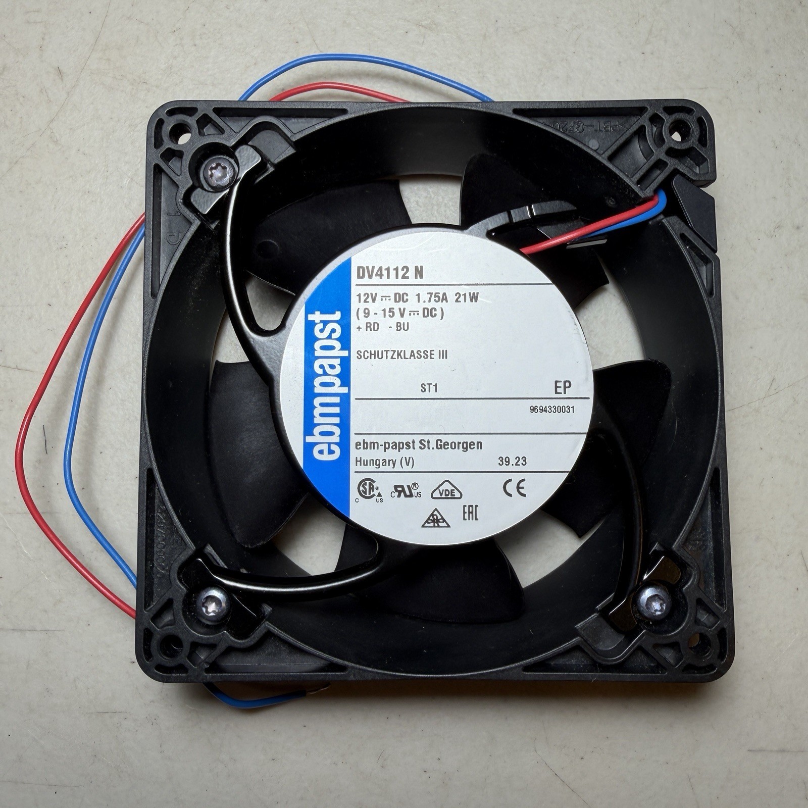 EBM-PAPST DV4112N Axial Fan 12VDC NEW