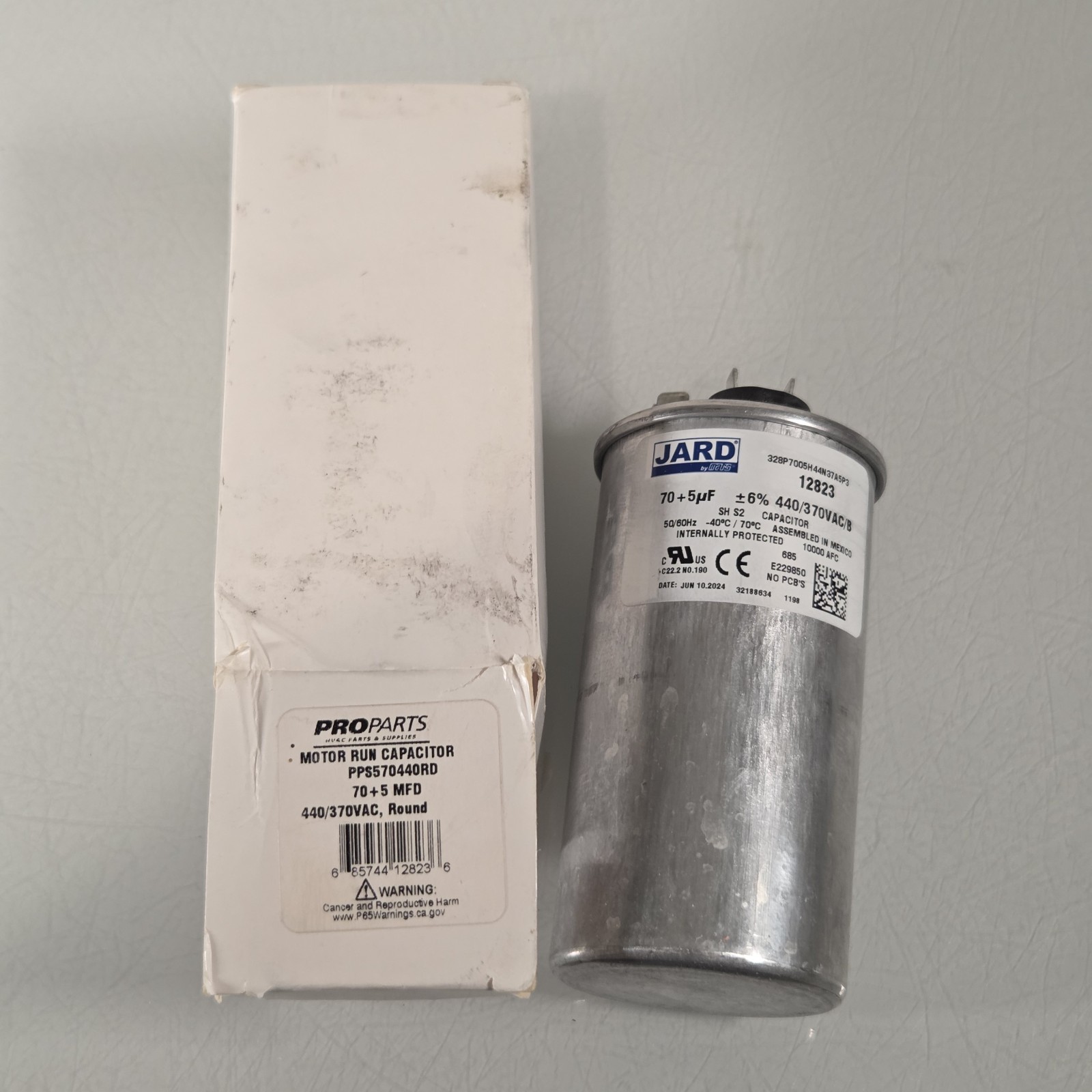 PROPARTS JARD 12823 70 + 5 MFD 440v ROUND MOTOR RUN CAPACITOR PPS570440RD