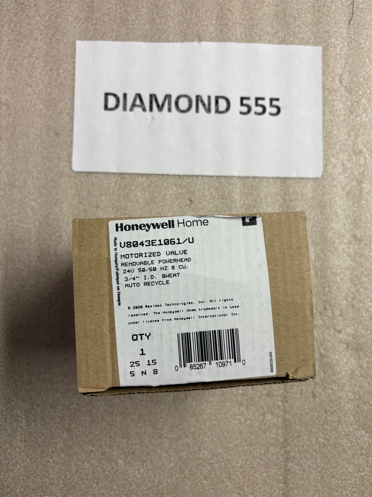 Honeywell Home V8043E1061/U Motorized Valve 24V 3/4″ | 9710