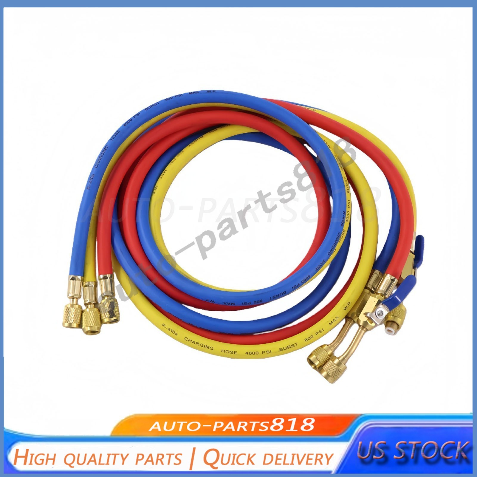 For R-410A Refrige 3Pack 29986 Plus II 1/4″ Hose with Compact Ball Valve 72″ US