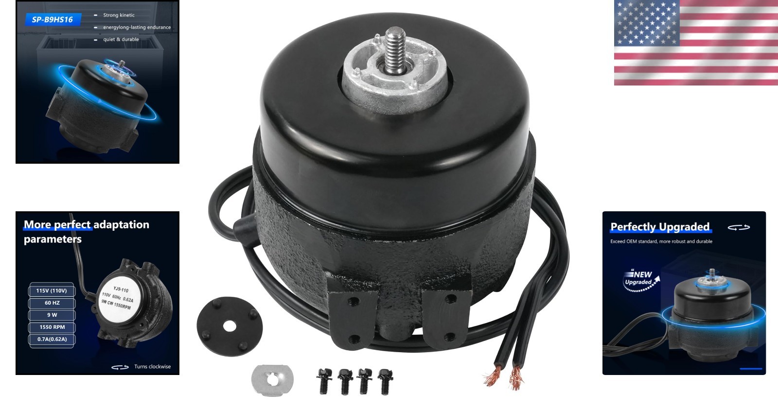 9W 115V Condenser Fan Motor for HVAC & Cooling Units