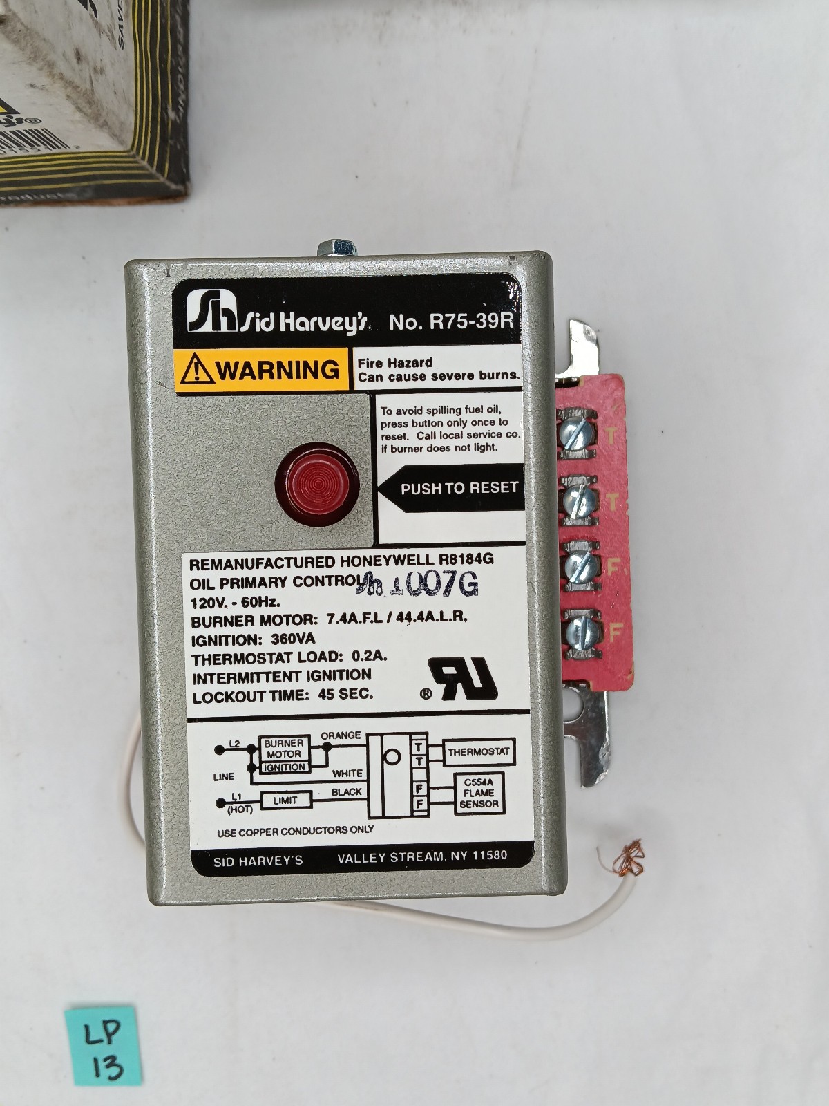 Sid Harvey’s R75-39R, Honeywell R8184G Burner Control CAD Cell Relay, 45 Sec.