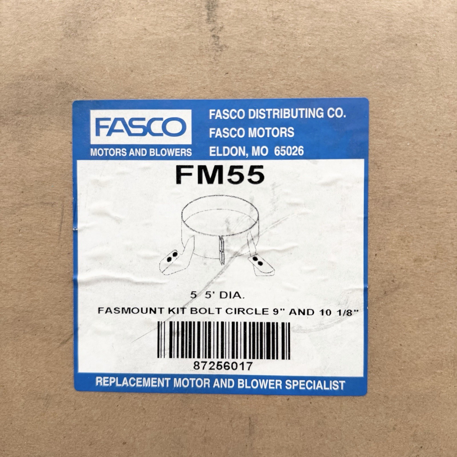 Fasco FM55 8725-6017 5-5/8in 3-Leg Torsion Flex Mount Bracket Blower UL CSA