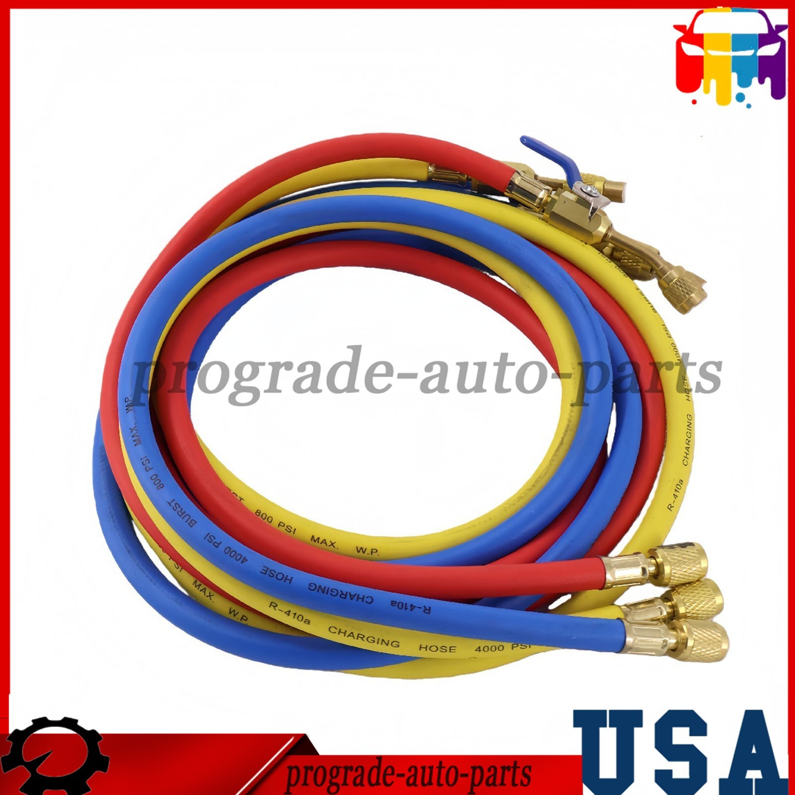 For Plus II 72″ Charging Hose Set 1/4″ Compact Ball Valve 3 Pack US STOCK