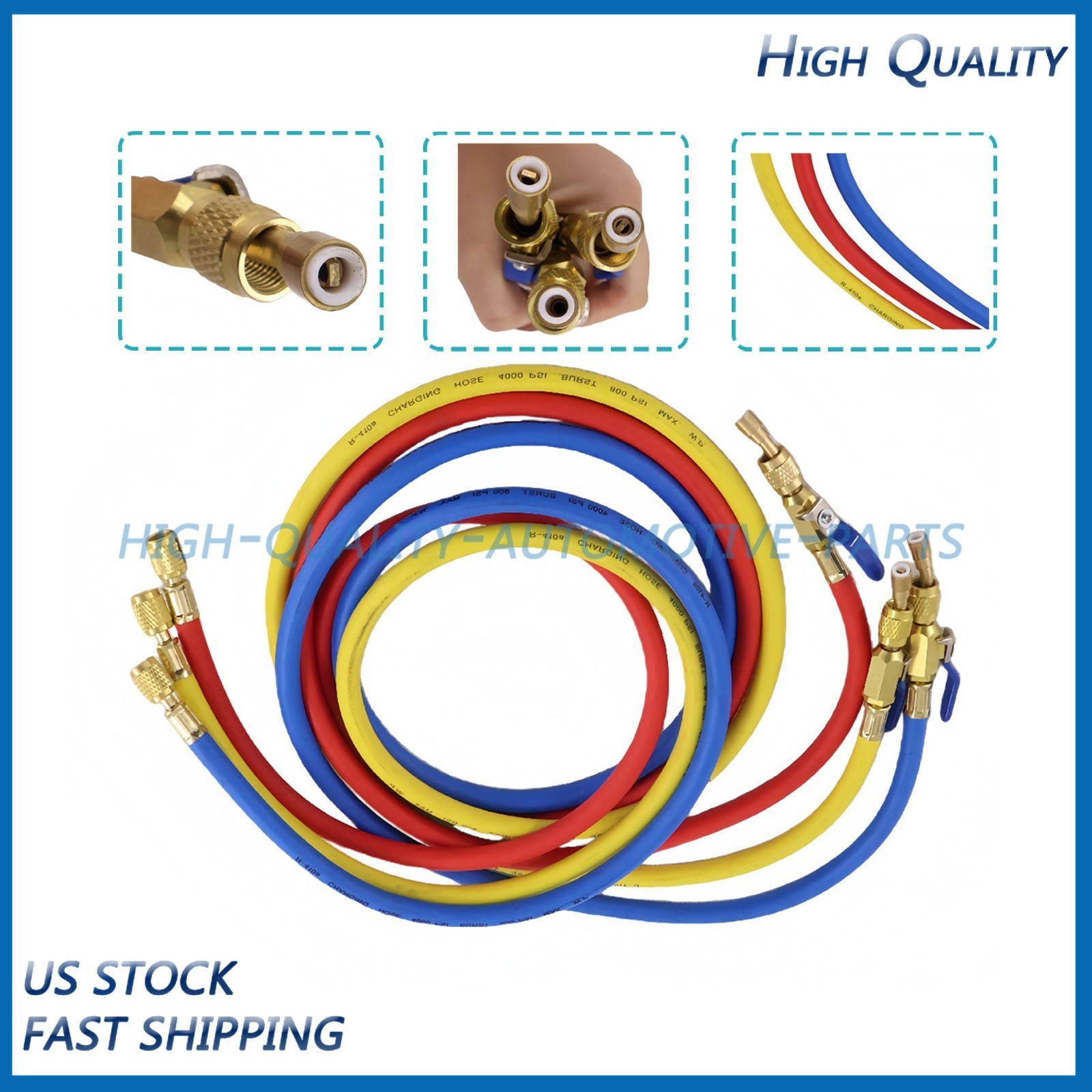 For R-410A Refrige 3Pack 29986 Plus II 1/4″ Hose with Compact Ball Valve 72″ NEW