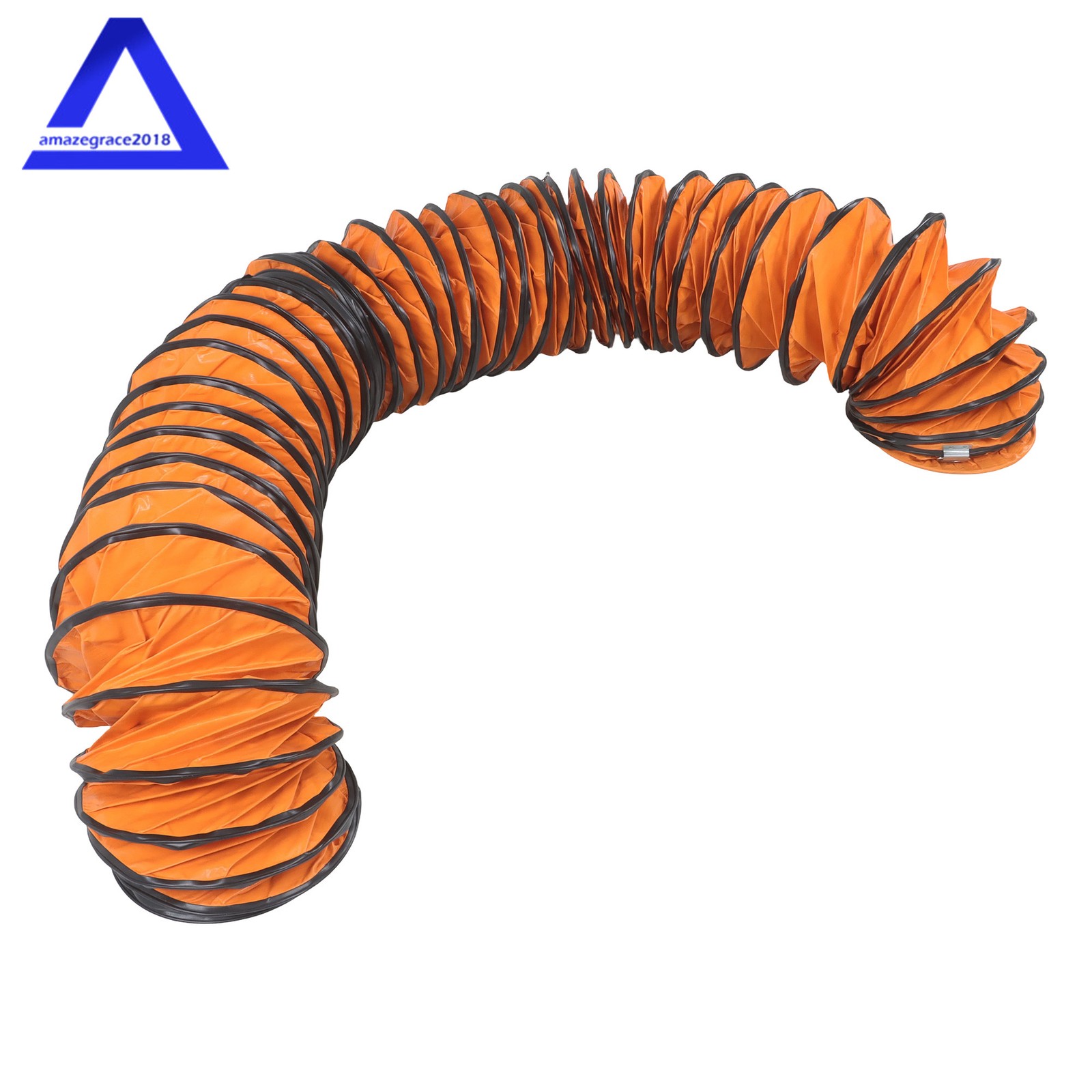 PVC Flexible Duct Hose for Utility Blower with S Hook & Steel Support 8″ × 25FT