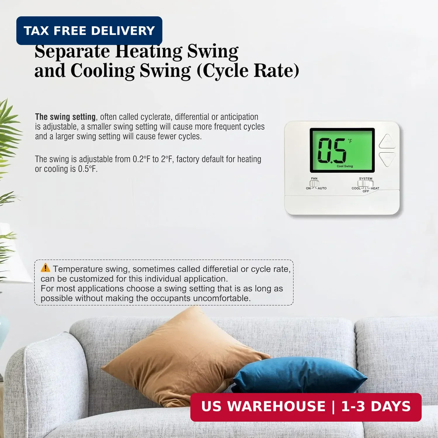 Heagstat Non-Programmable Thermostats for Home Conventional Single-Stage Systems