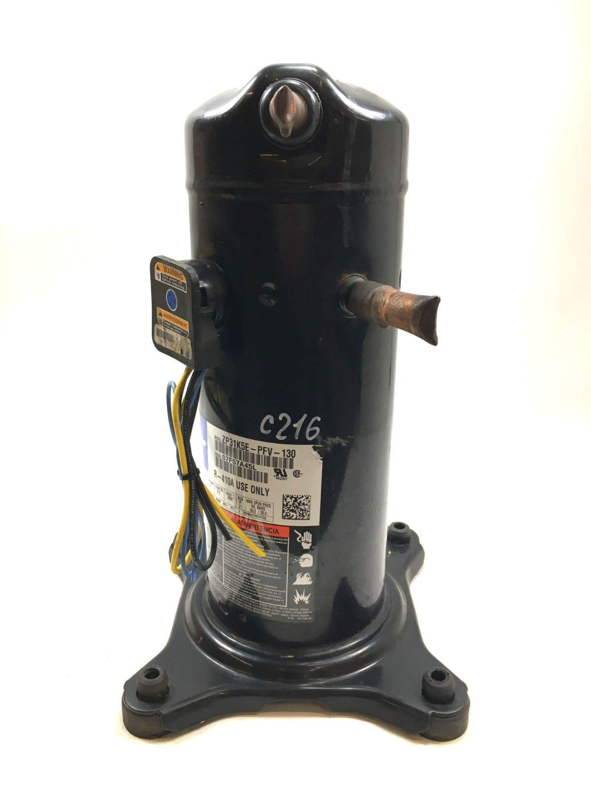 Copeland 2.5 Ton Scroll Compressor ZP31K5E-PFV-130 R410A 208/230V 1 PH used C216