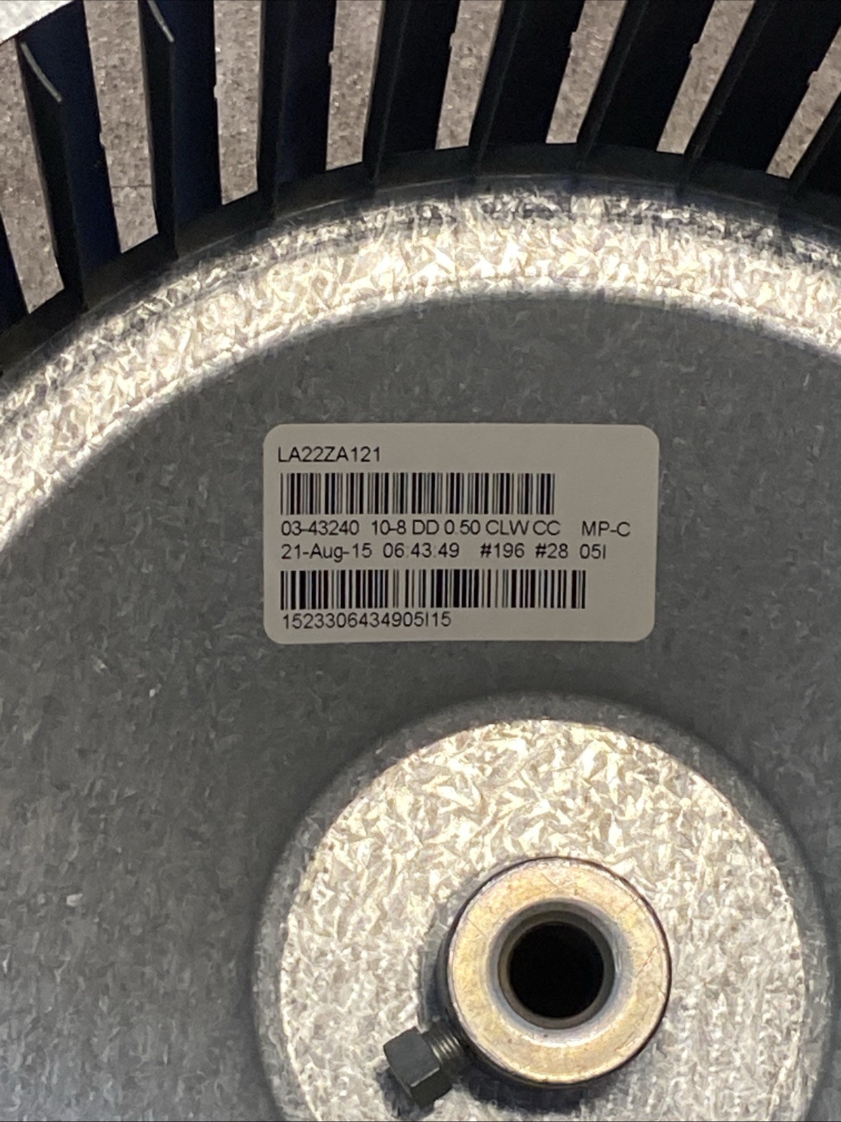 Carrier Bryant LA22ZA121 Blower Wheel 10-8 DD 0.50 CLWCC