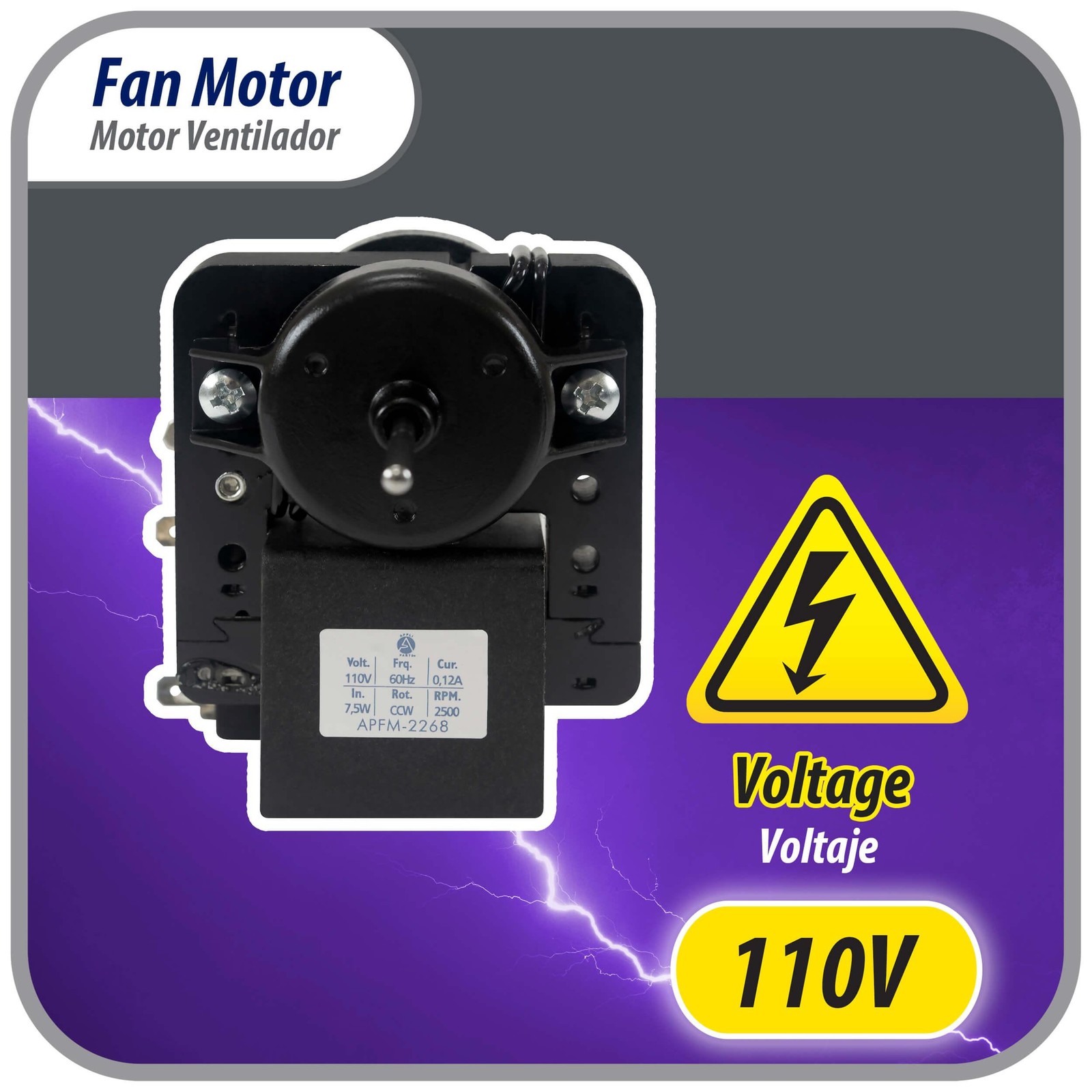 Appli Parts evaporator Fan Motor for refrigerators and freezers 110V 60Hz 0.12A