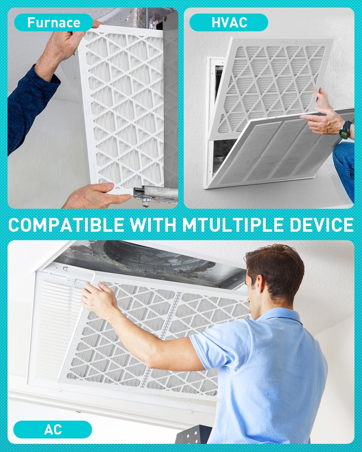 Aerovivo 16X25X1 Refillable Air Filter Kit Merv 8 1 Reusable Foldable 6 Refills