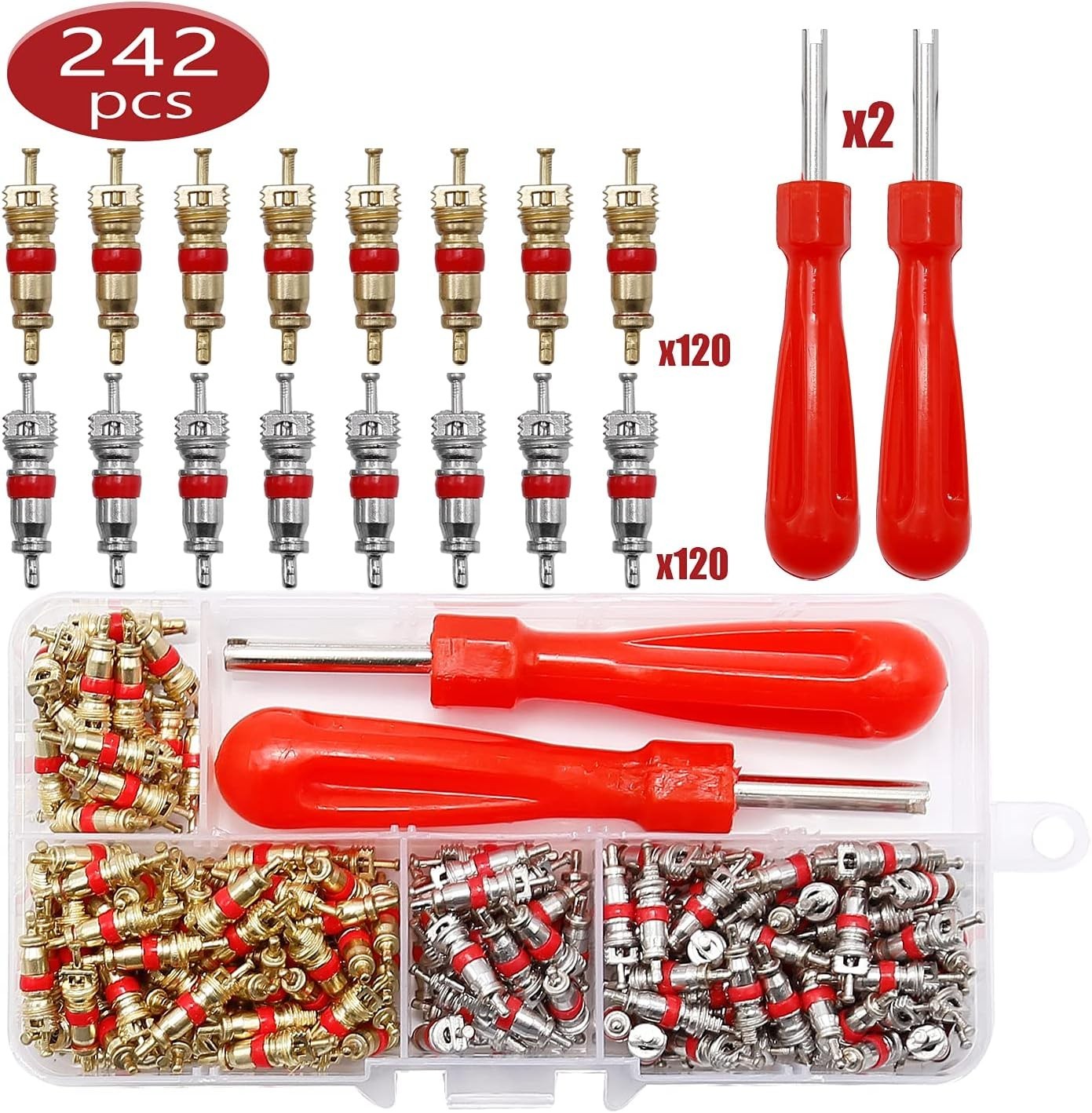 242-Piece AC Valve Core Kit & Tools for Reliable Auto Air Conditioning Repair