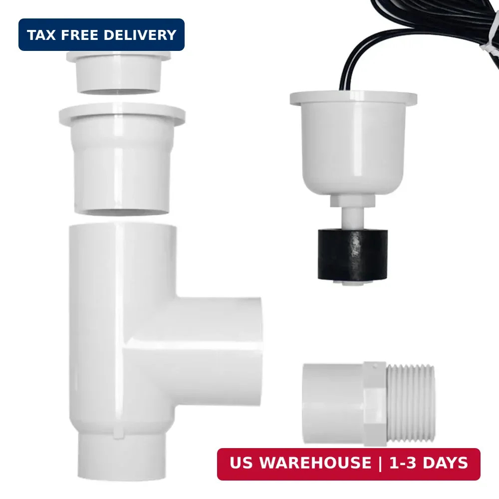 SS1 Float Switch for HVAC Condensate Overflow Safety Sensor White PVC with 3/4 t