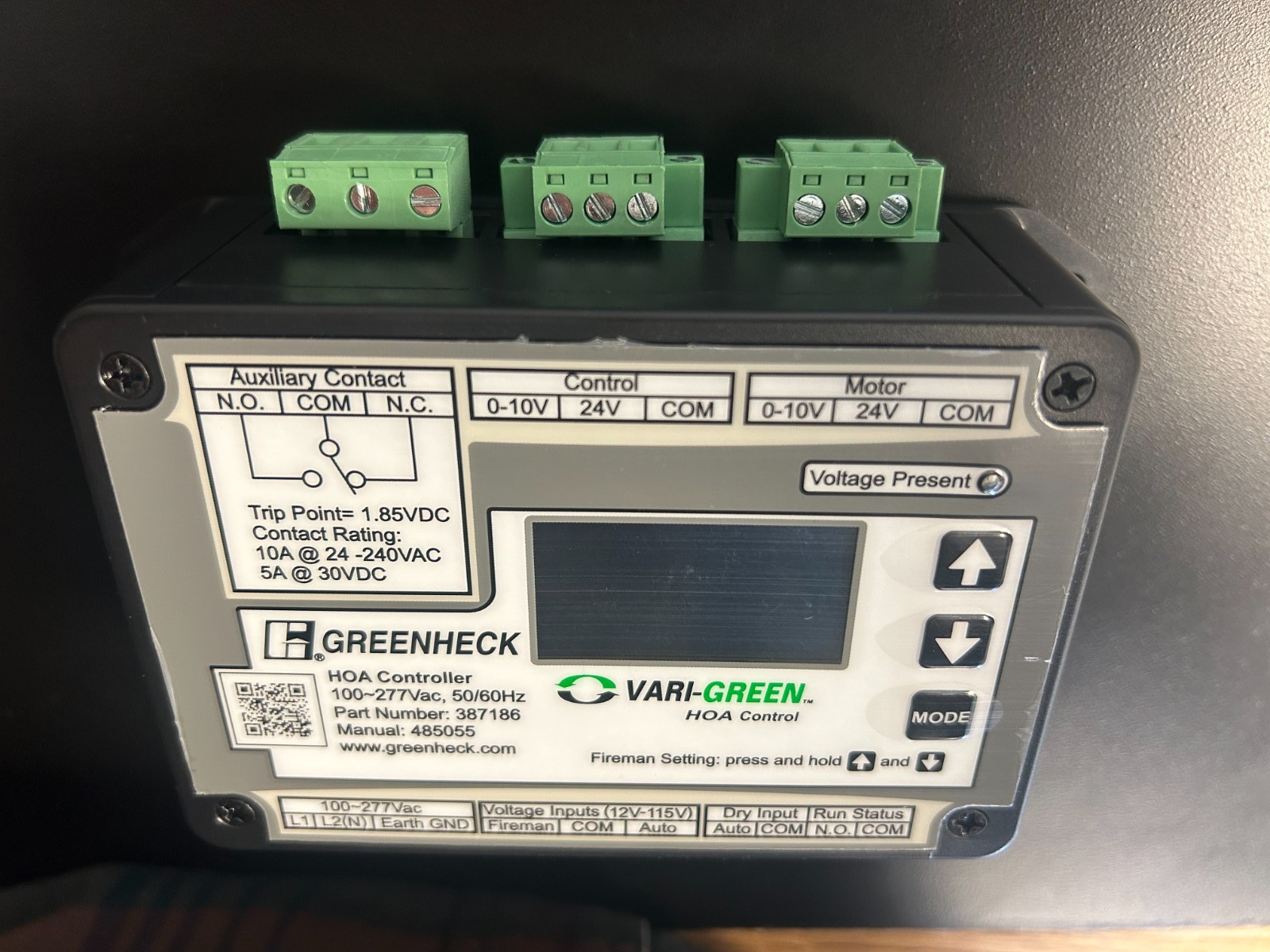 Greenheck VARI-GREEN HOA Control Transformer 387186