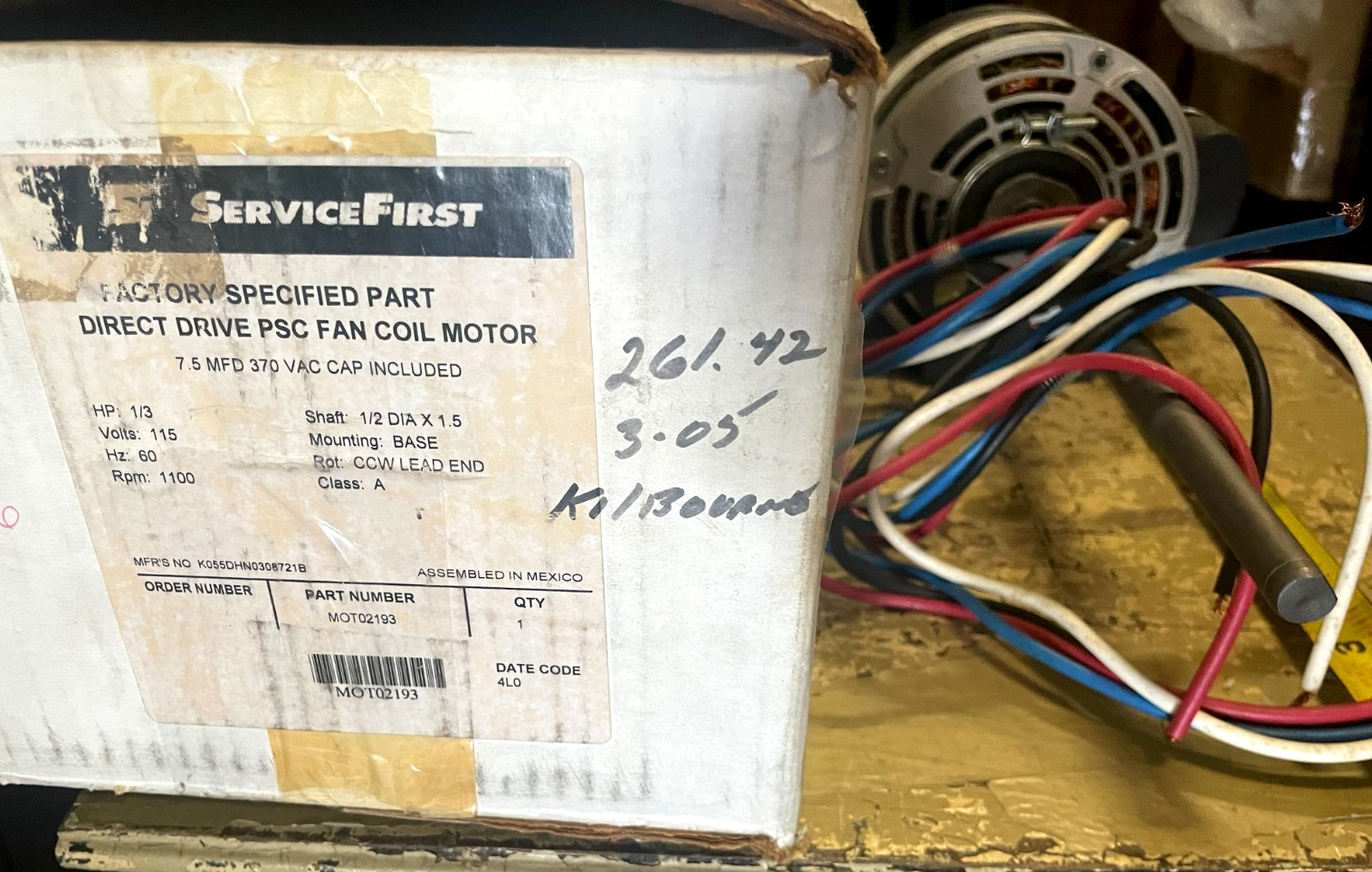 Emerson Motor Division MOT 2193 115VAC Heating and Air Conditioning Motor, 1/3HP
