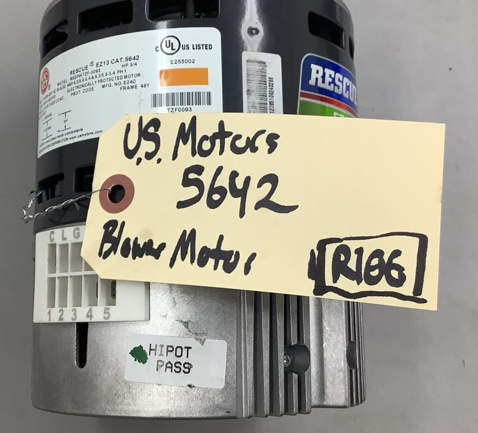U.S. Motors 5642 Rescue EZ13 Blower Motor 3/4HP 1075RPM 115/208-230VAC (R106)