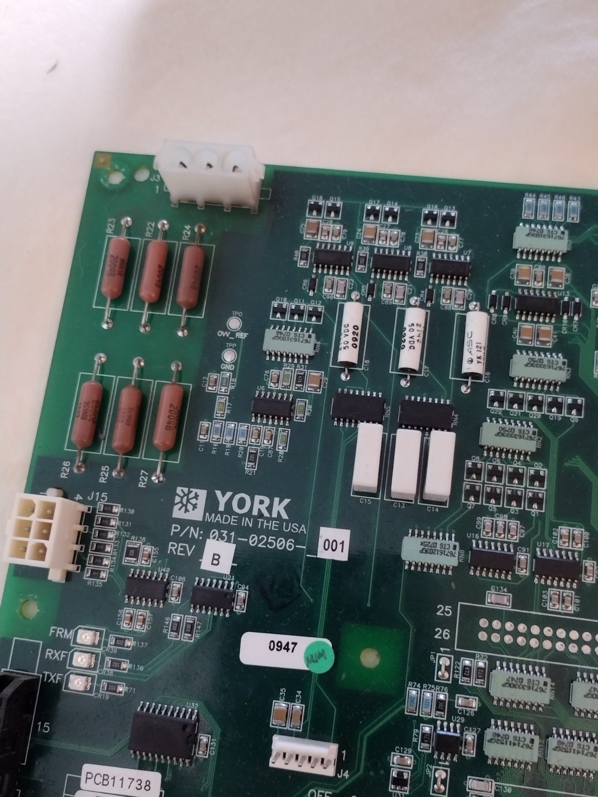 York Chiller Logic Board 031-02506-001 Rev B