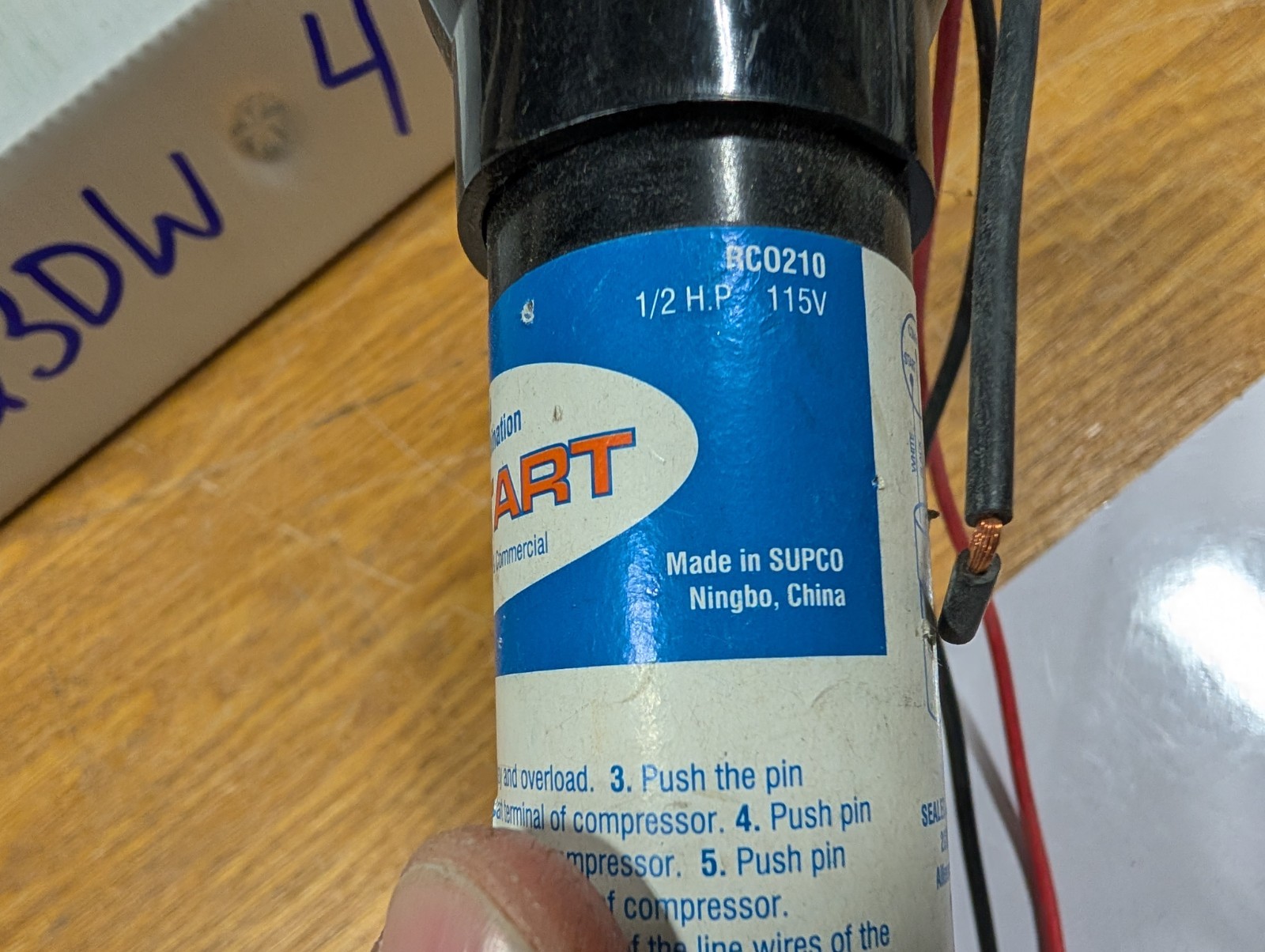 RC0210 3 in 1 Relay Hard Start Capacitor For 1/2 HP 115V (Q3DW4,+)