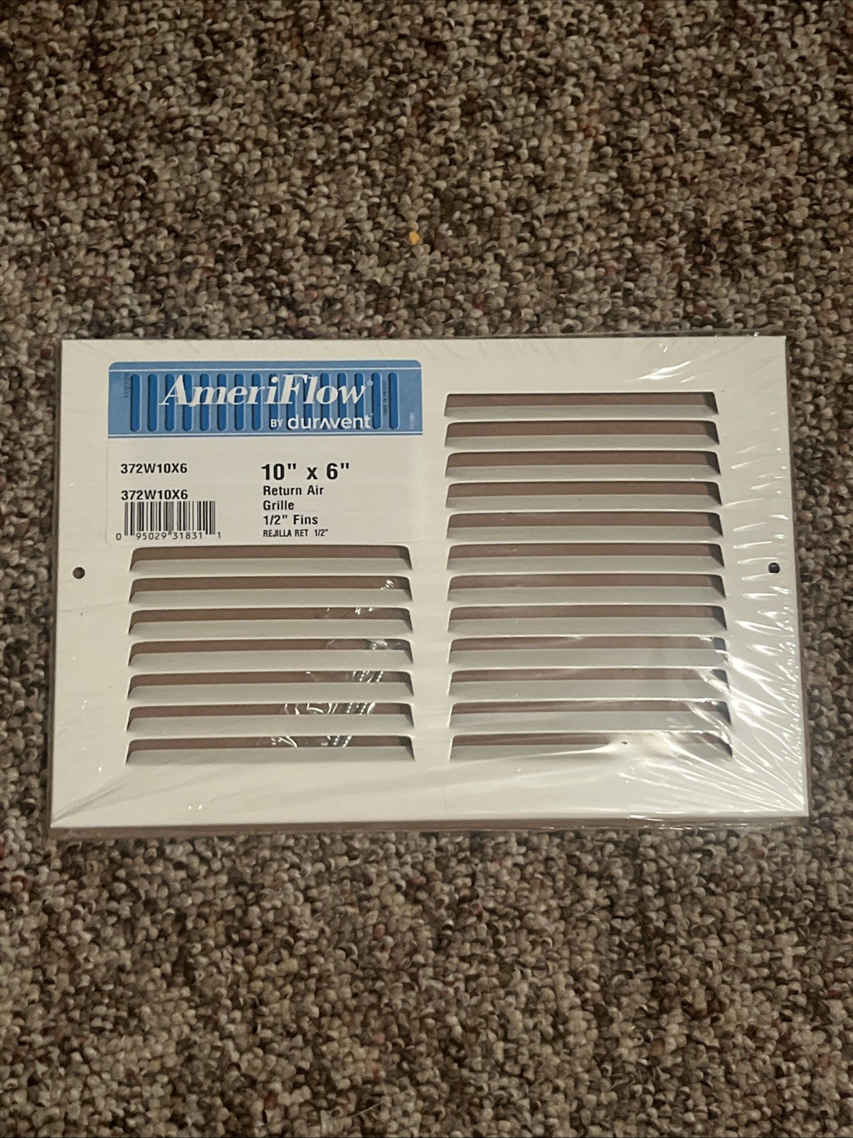 NEW AmeriFlow 10″ x 6″ Return Air Grille White Steel Vent Cover 372W10X6