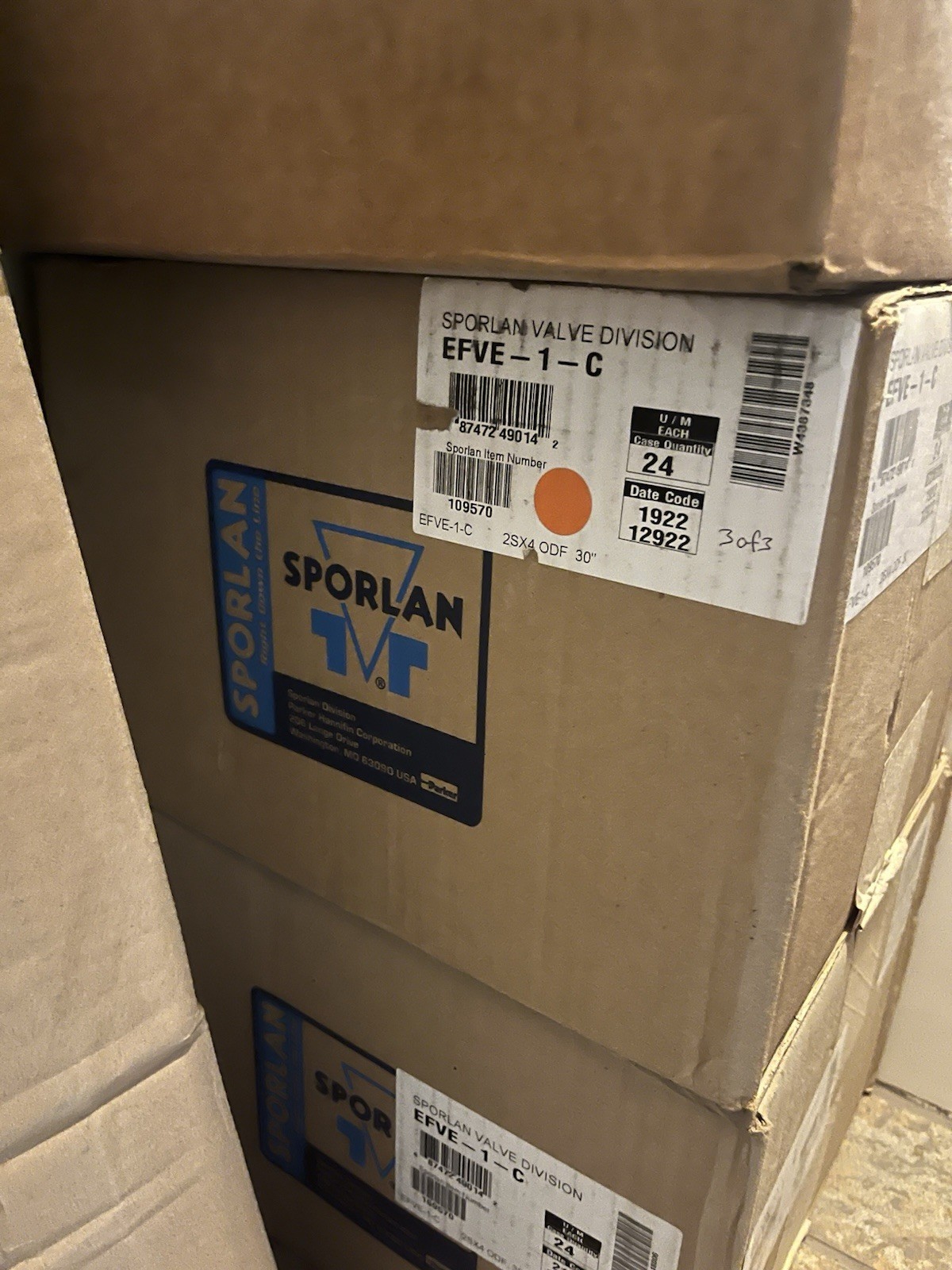 24 Sporlan TXV EFVE 1C 1/4×1/2 ODF SolderStrainer 1/4ODF EXTEQ30″CapillaryTube