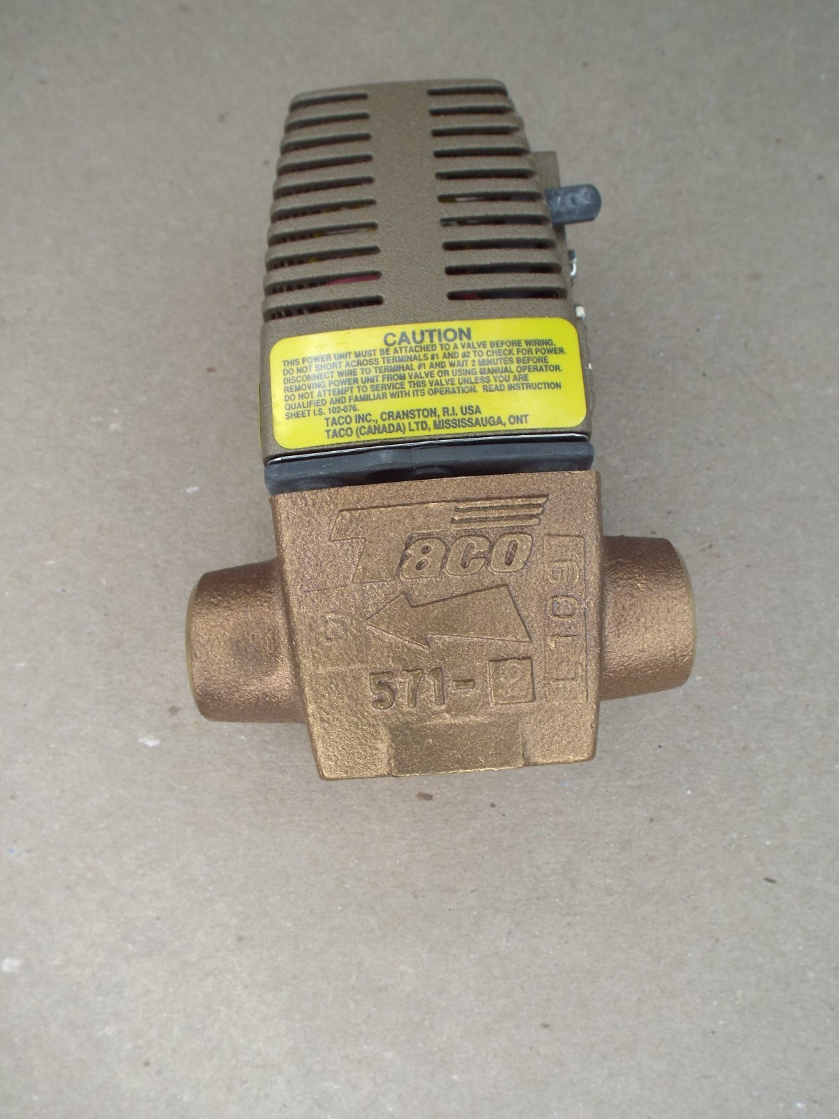 Taco Zone Valve 2 Way Gold Series 571-2 / 3/4″ 24V 125 PSI New Open Box – (Read)