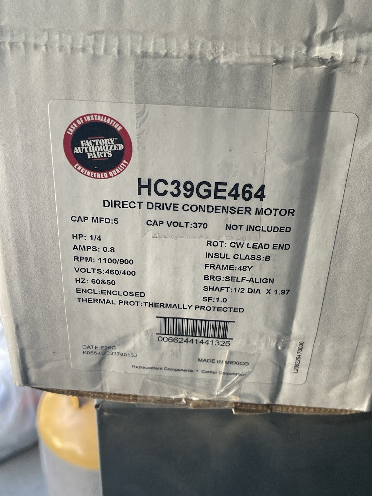 U.S. MOTORS Direct Drive Condenser Motor HC39GE464 460/400V 0.8A 3Ph