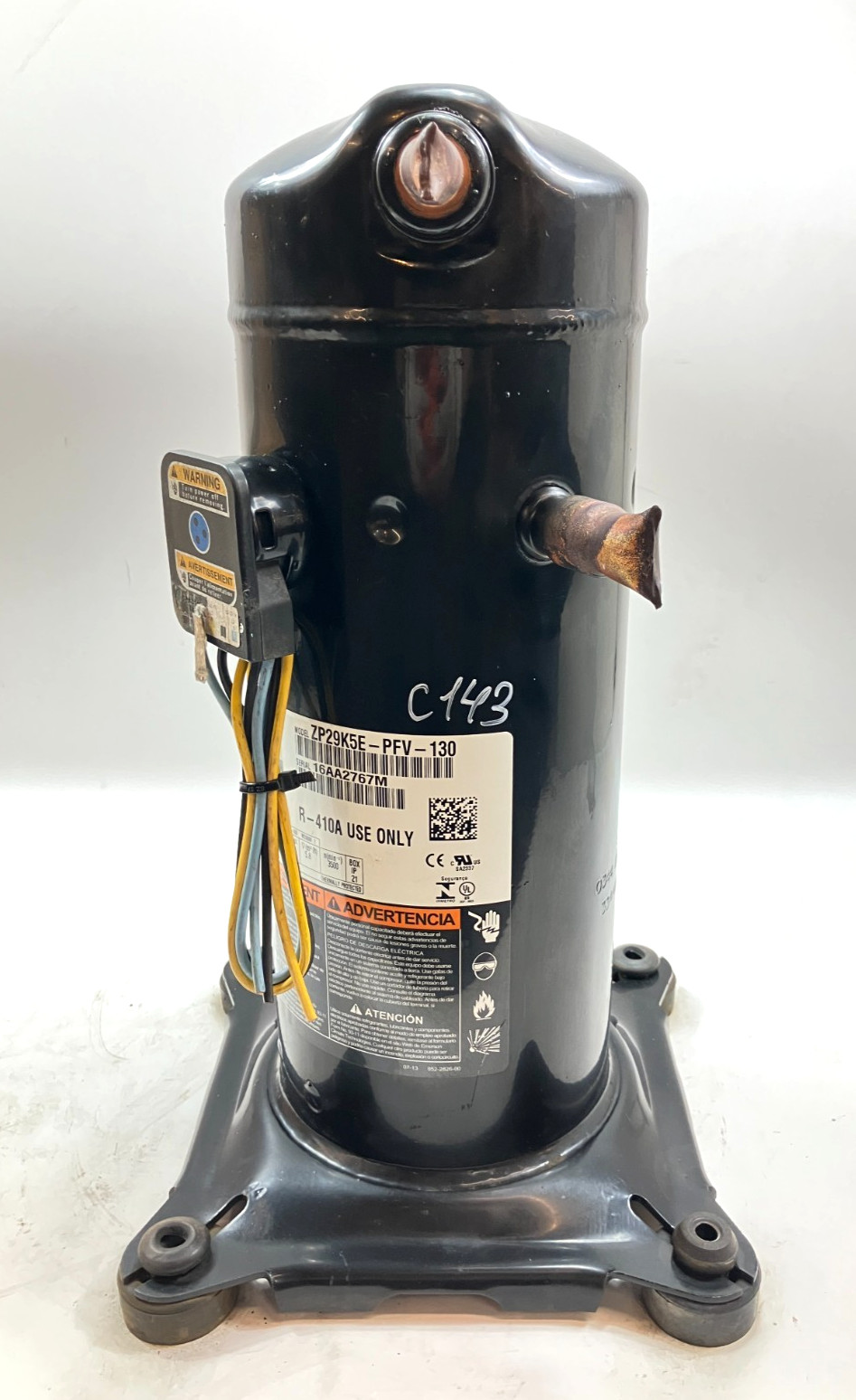 Copeland 2.5 Ton Scroll Compressor ZP29K5E-PFV-130 R410A 208/230V 1 PH used C143
