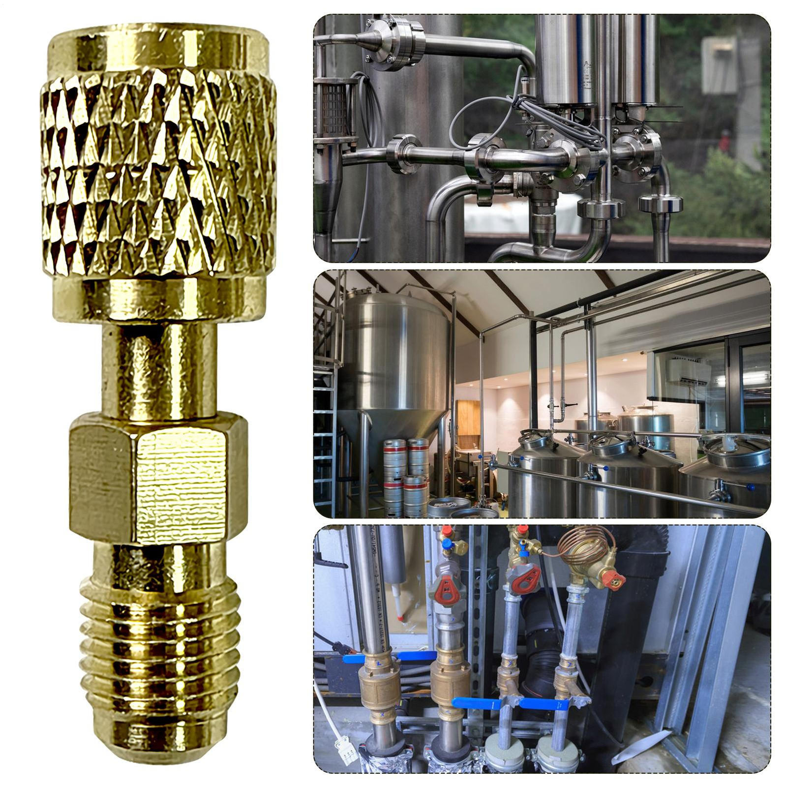 HVAC R32 Reverse Thread 1/4” Female, 1/4” Male Adapter For A2L R454B/R32 Tanks