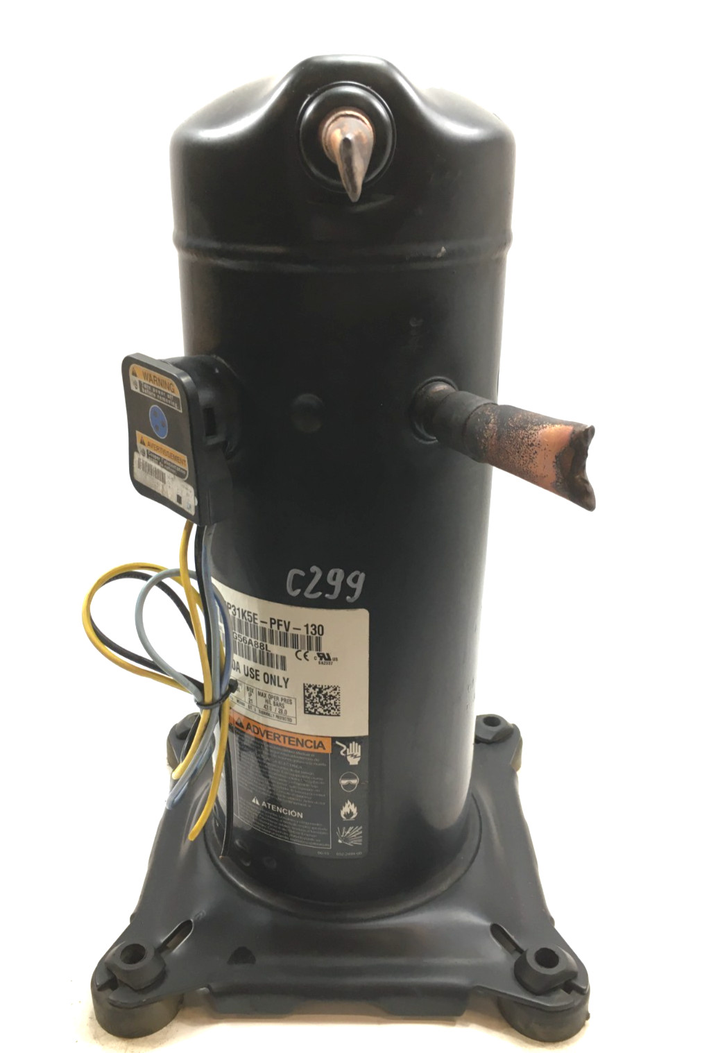 Copeland 2.5 Ton Scroll Compressor ZP31K5E-PFV-130 R410A 230V 1 PH used #C299