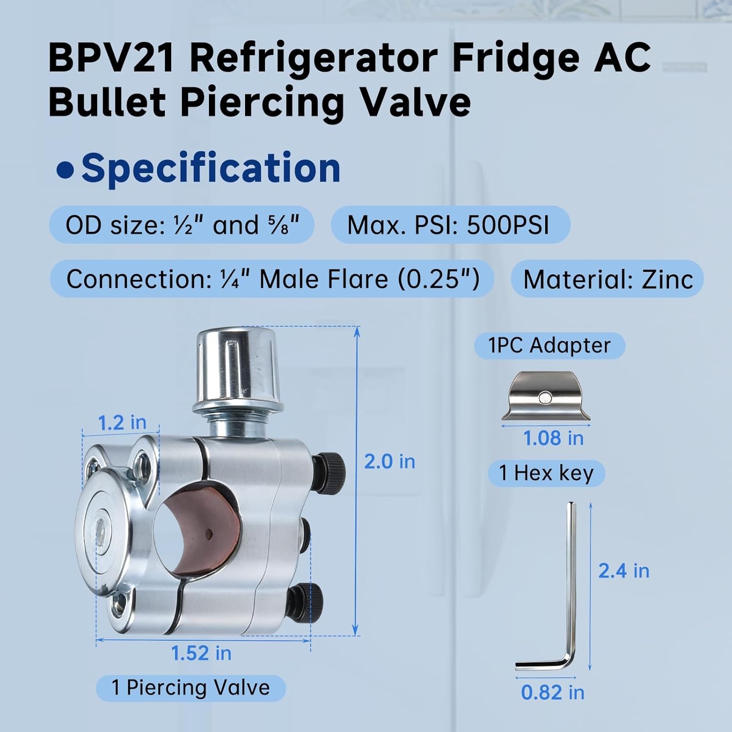 BPV21 Bullet Piercing Valve, 1/2” and 5/8” OD, OEM For Refrigerator & AC