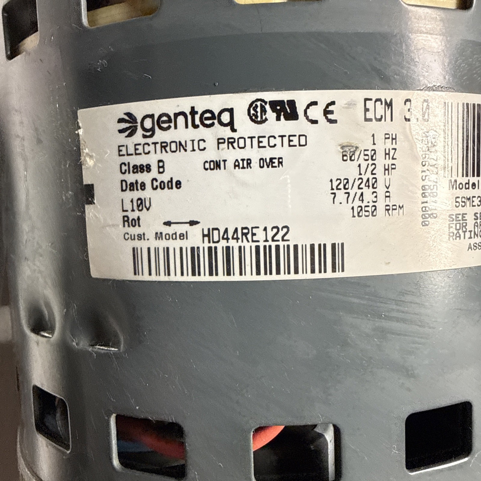 GE Genteq ECM 1/2 HP Blower Motor 5SME39HXL3006A for HD44RE122, HK44EA123