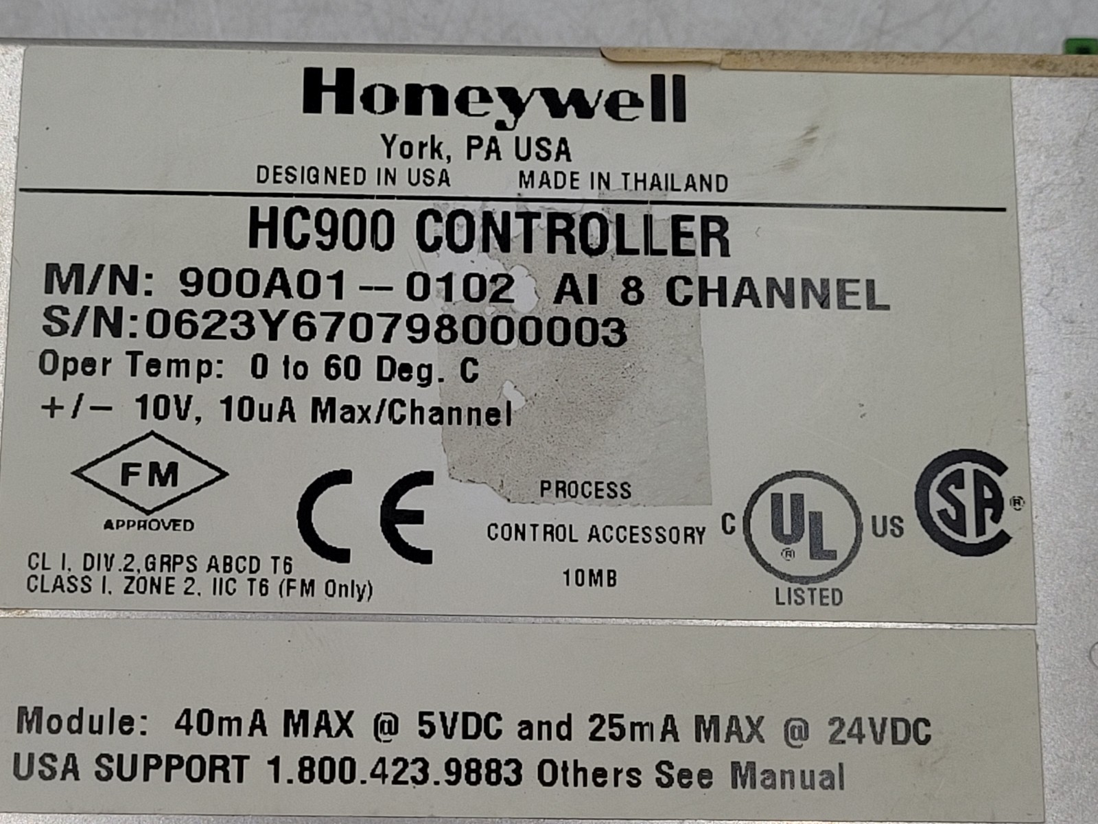 HONEYWELL 900A01-0102 AI 8 CHANNEL HC900 CONTROLLER