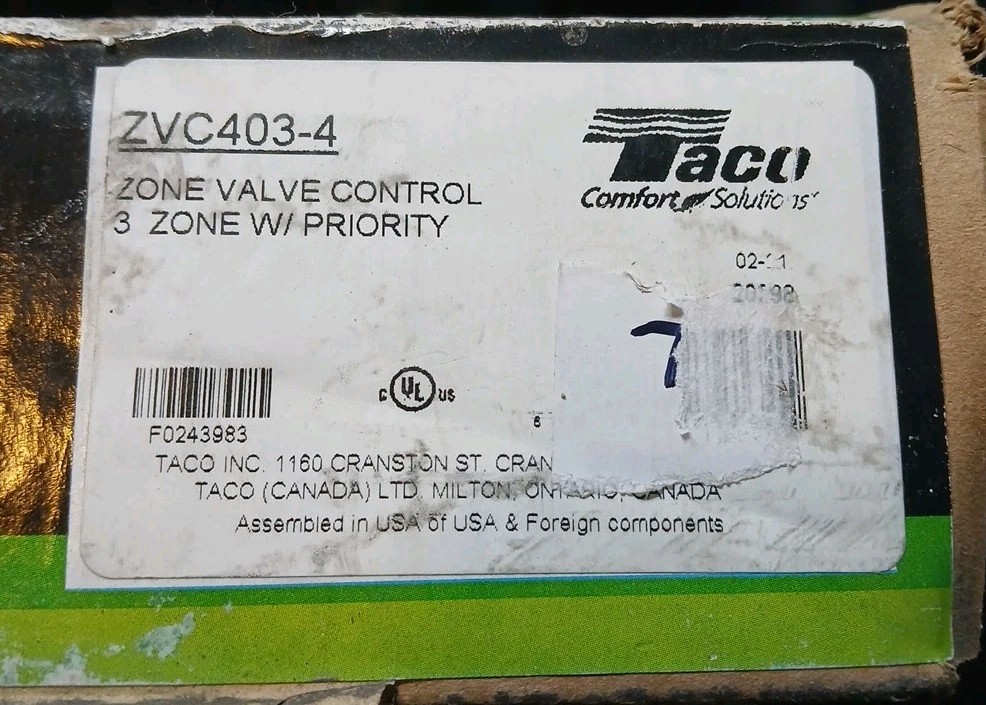 Taco ZVC403- 4 3 Zone Control Panel