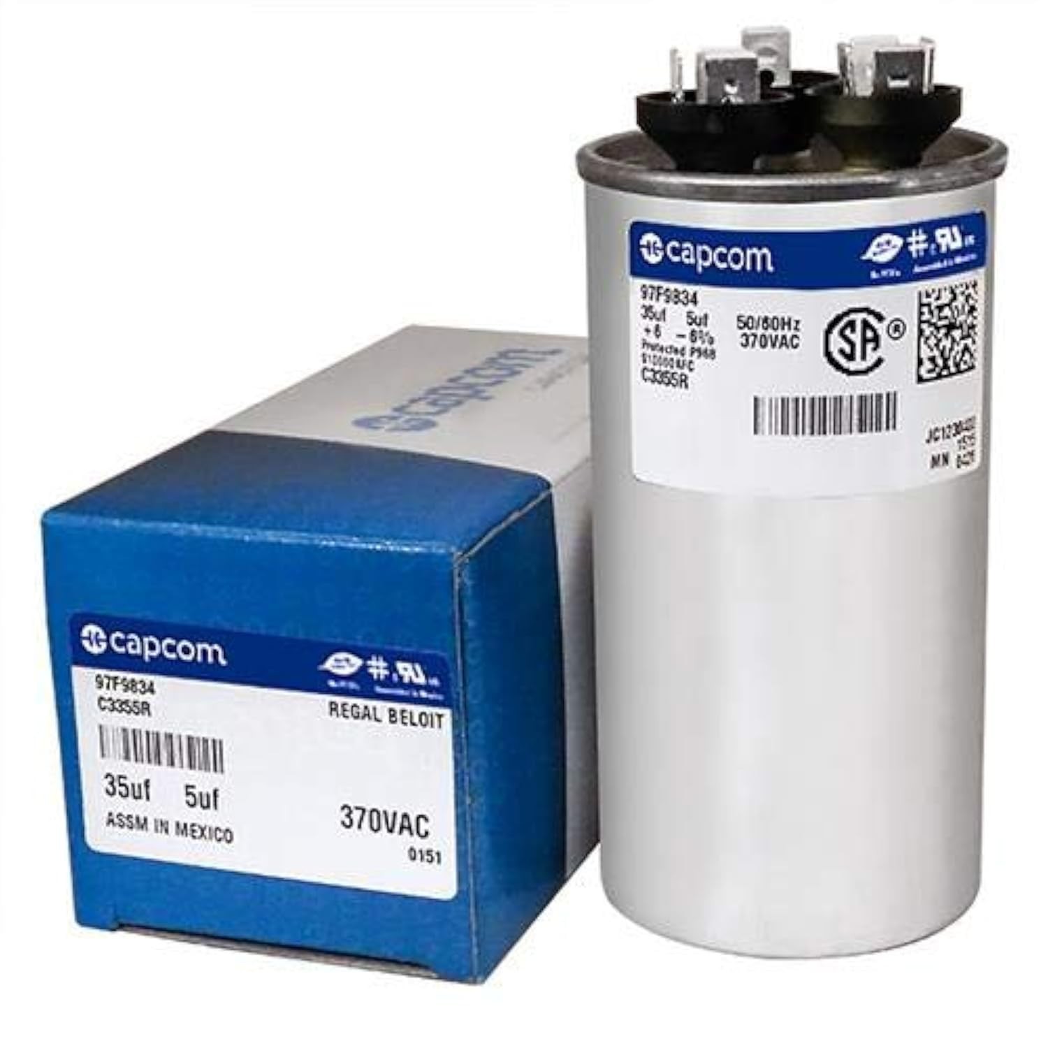 Genteq C3355R Dual Run Round Motor Run Capacitor 35/5 UF MFD 370V VAC 97F9834