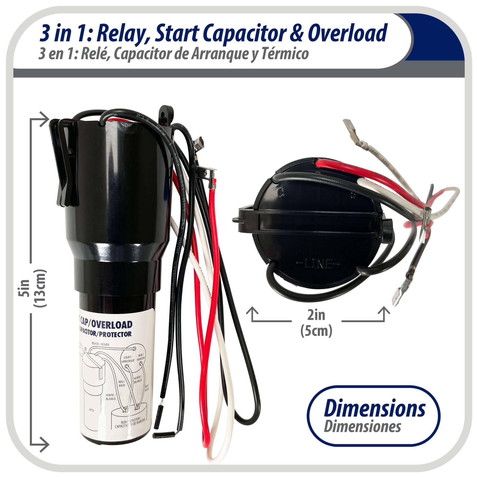 Appli Parts APTO-810 1/12 to 1/5 Hp, 115 V, 3 in 1 Solid State Hard Start Relay,