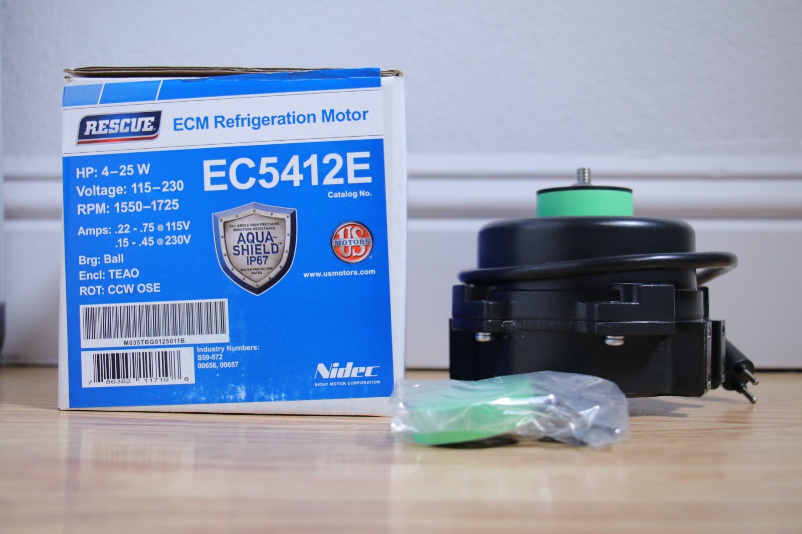 Nidec EC5412E Rescue ECM Refrigeration Motor 4-25W 115-230V 1550-1725 RPM -2 Pin