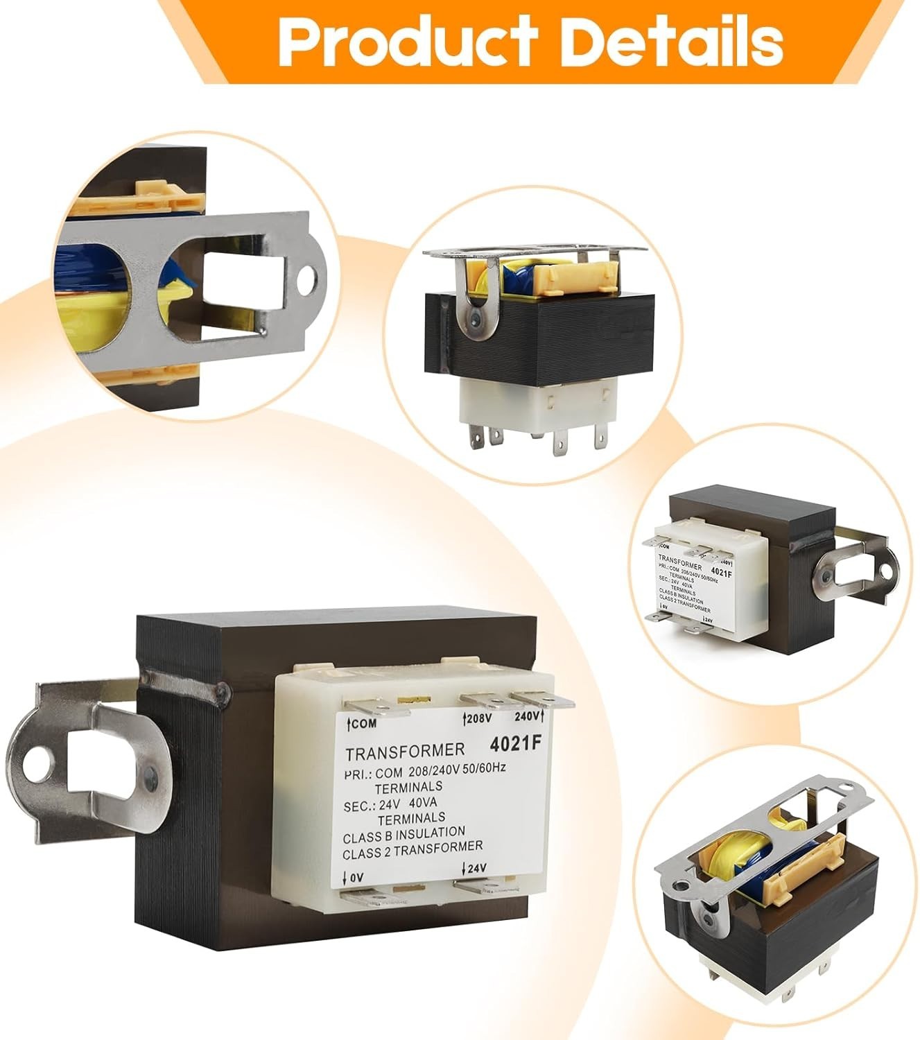 24V Furnace Transformer, 240V to 24V, 50/60Hz 40VA, for HVAC Equipment and Ga…