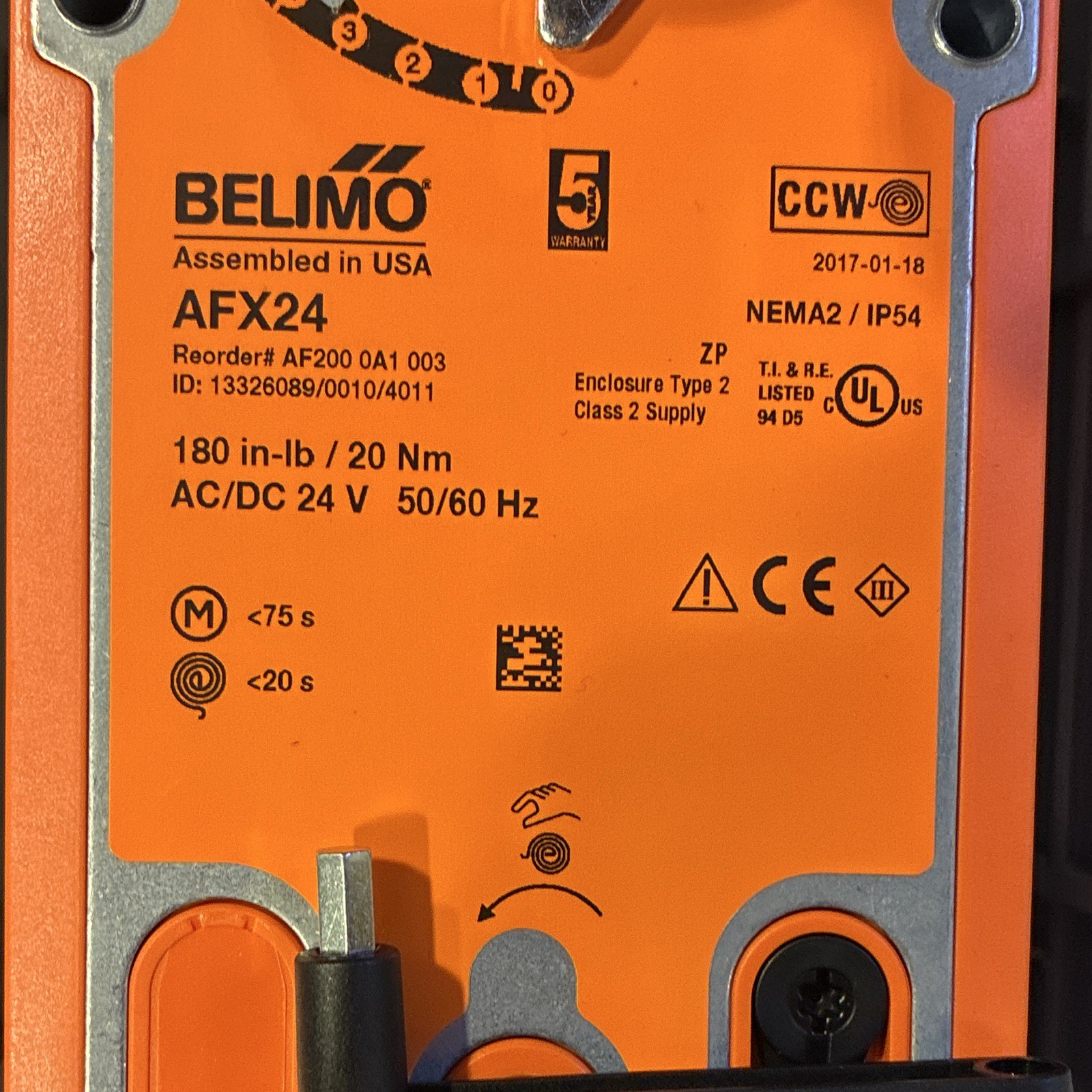 Belimo AFX24 with enclosure Damper Actuator Corded Electric 24V AC/DC 180 in-lb